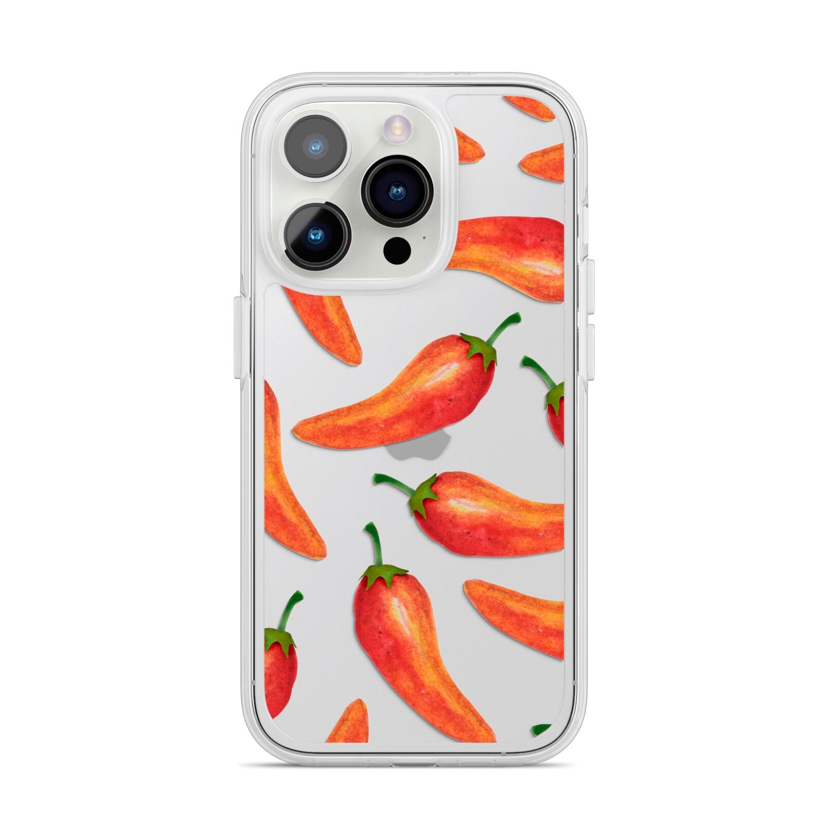 Red Chillies iPhone 14 Pro Clear Tough Case Silver