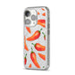 Red Chillies iPhone 14 Pro Glitter Tough Case Silver Angled Image