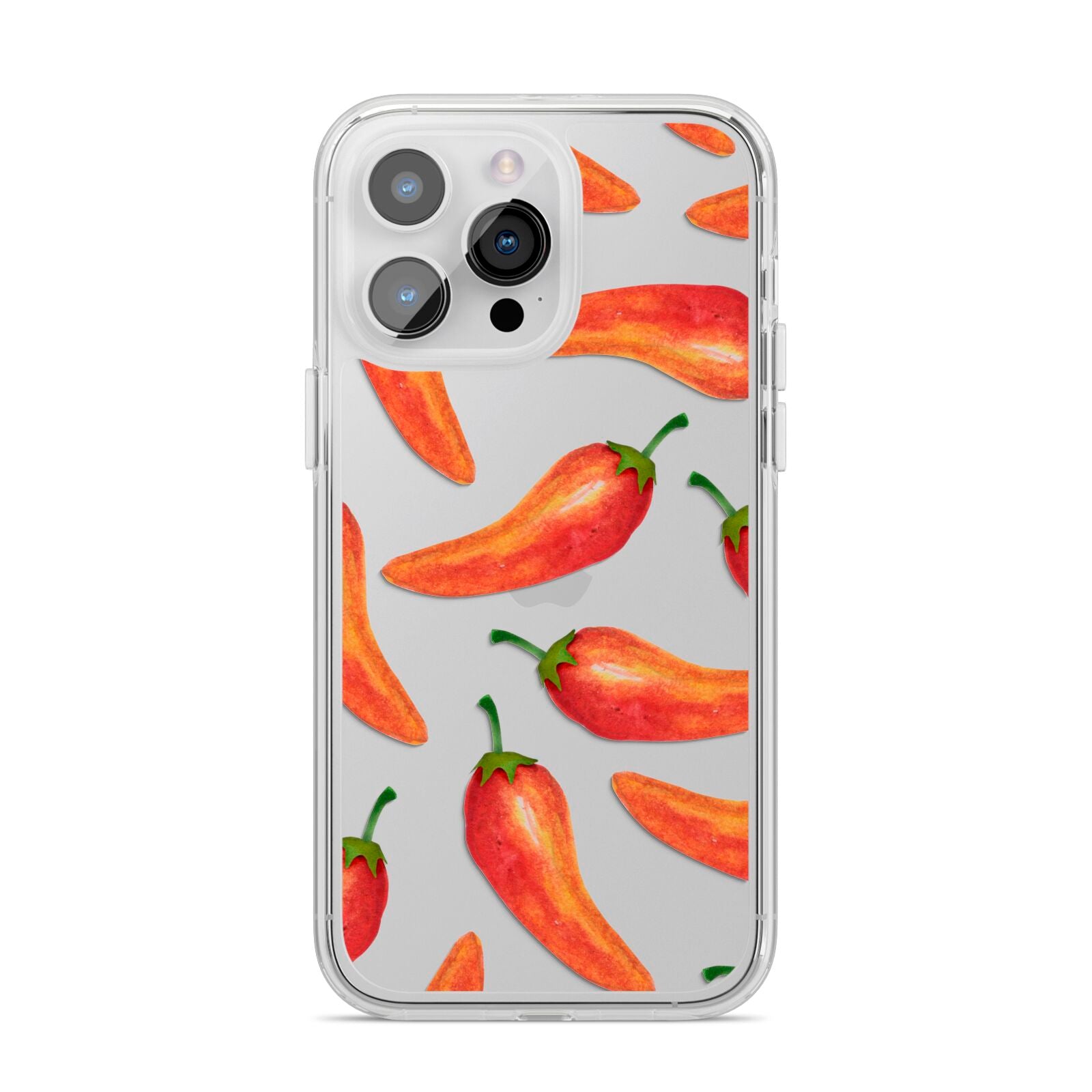 Red Chillies iPhone 14 Pro Max Clear Tough Case Silver