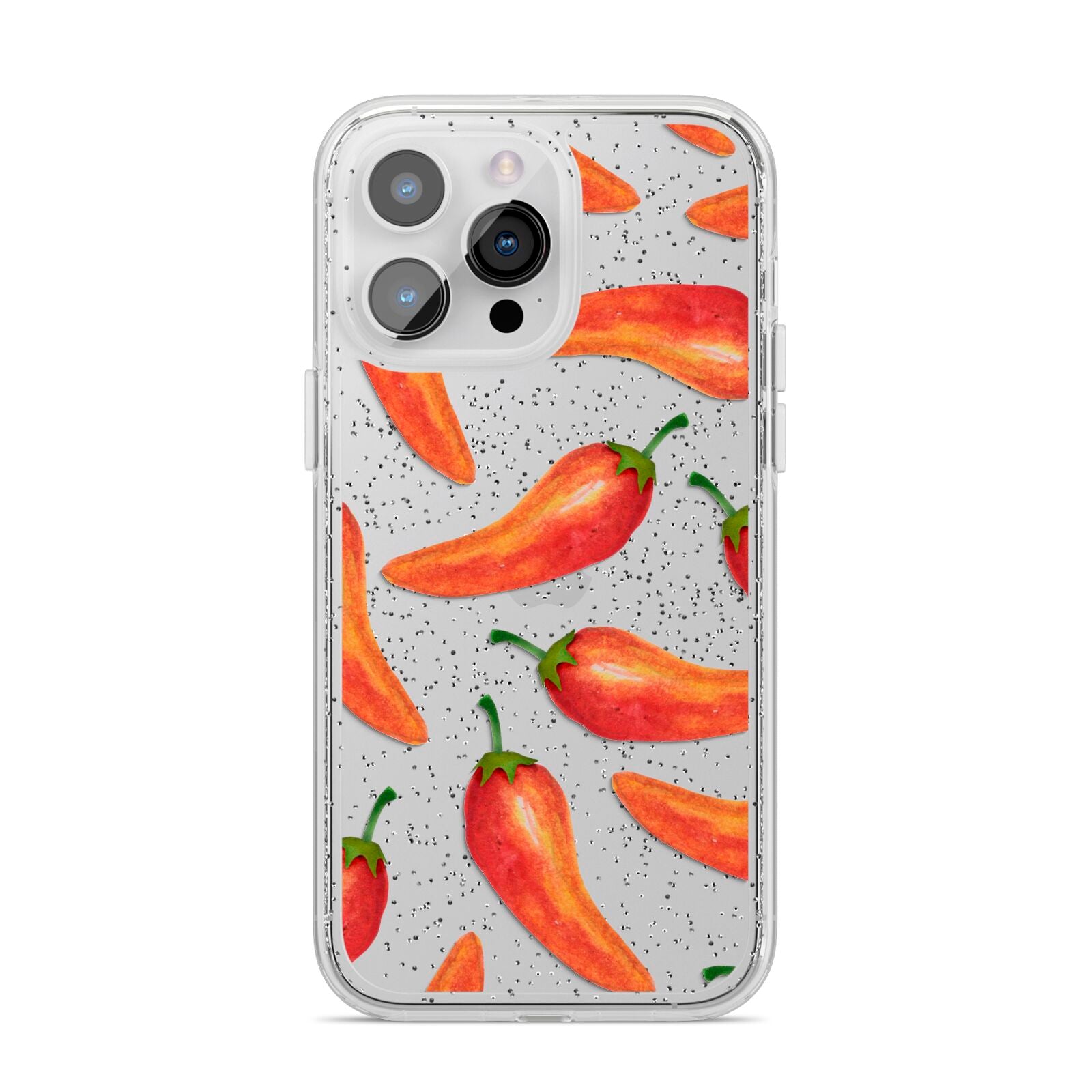 Red Chillies iPhone 14 Pro Max Glitter Tough Case Silver
