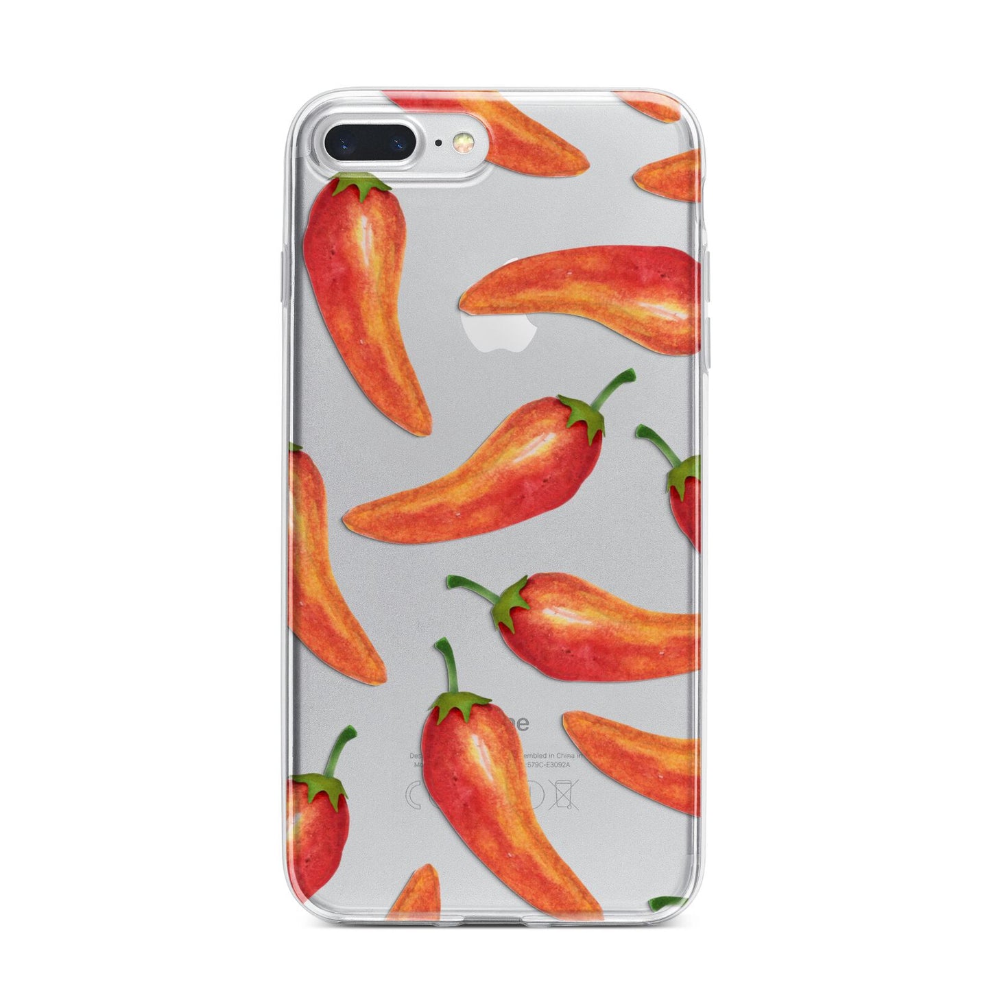 Red Chillies iPhone 7 Plus Bumper Case on Silver iPhone