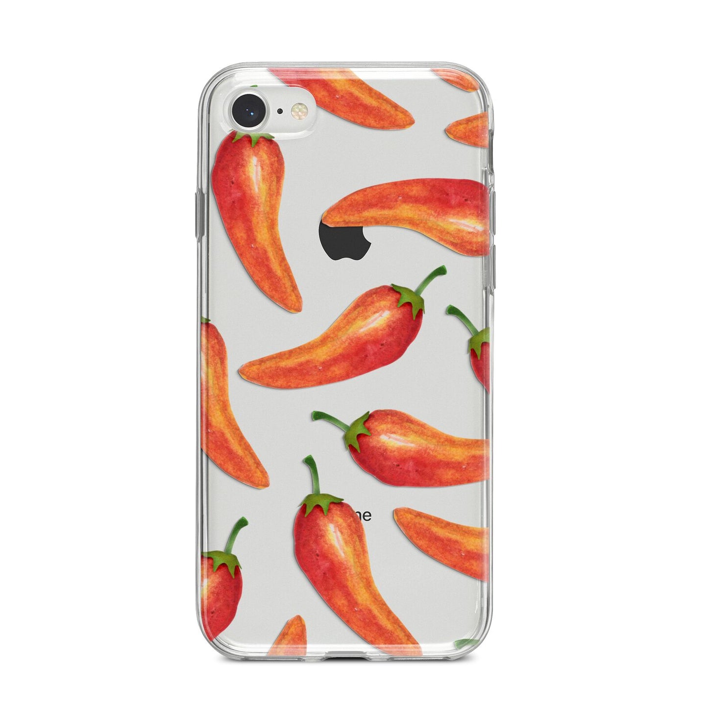 Red Chillies iPhone 8 Bumper Case on Silver iPhone