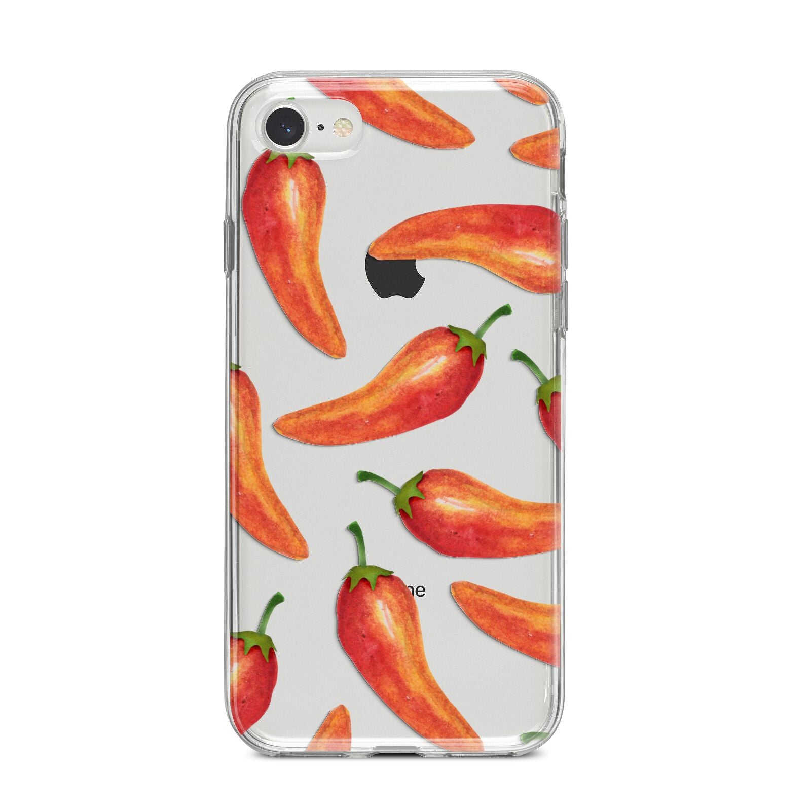 Red Chillies iPhone 8 Bumper Case on Silver iPhone