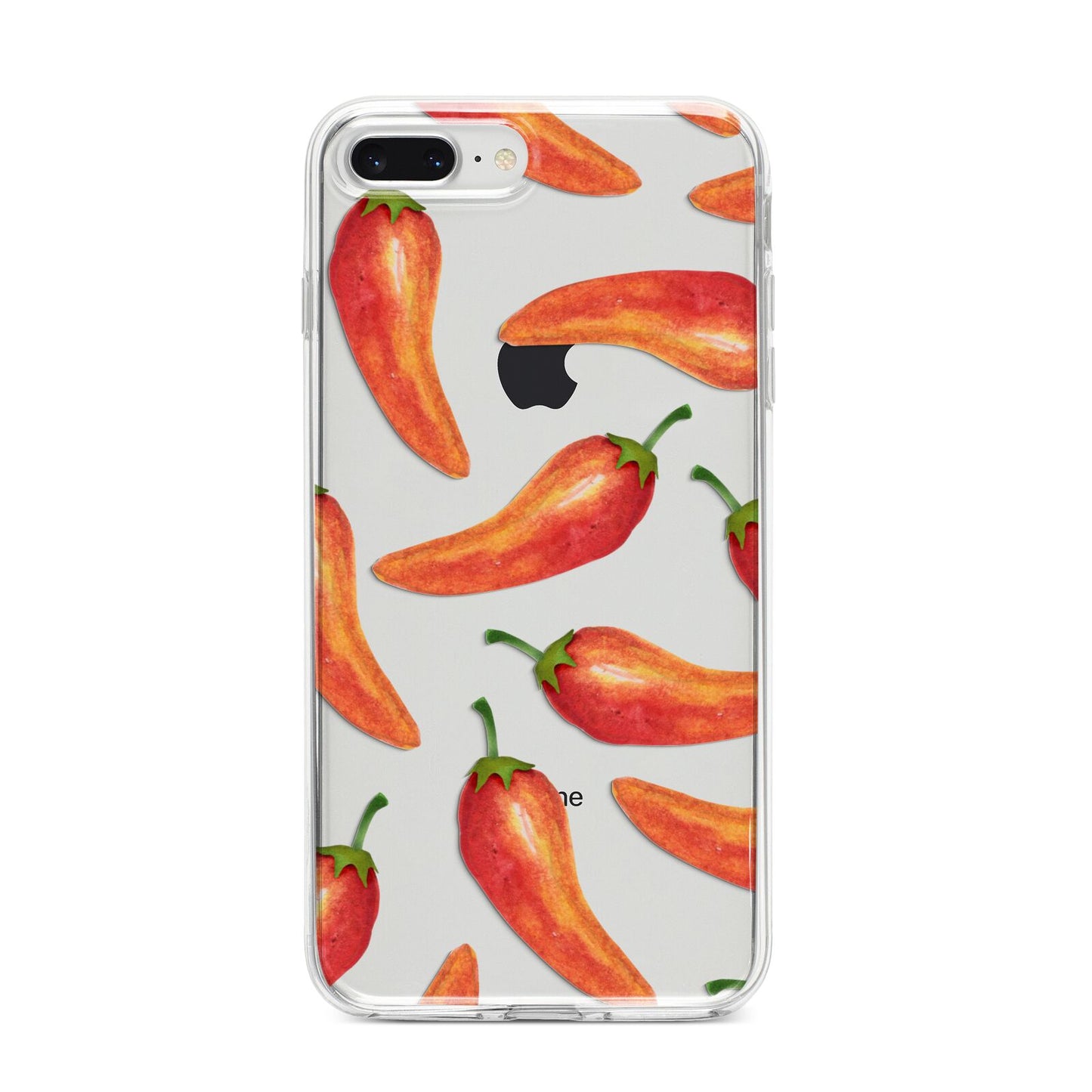Red Chillies iPhone 8 Plus Bumper Case on Silver iPhone