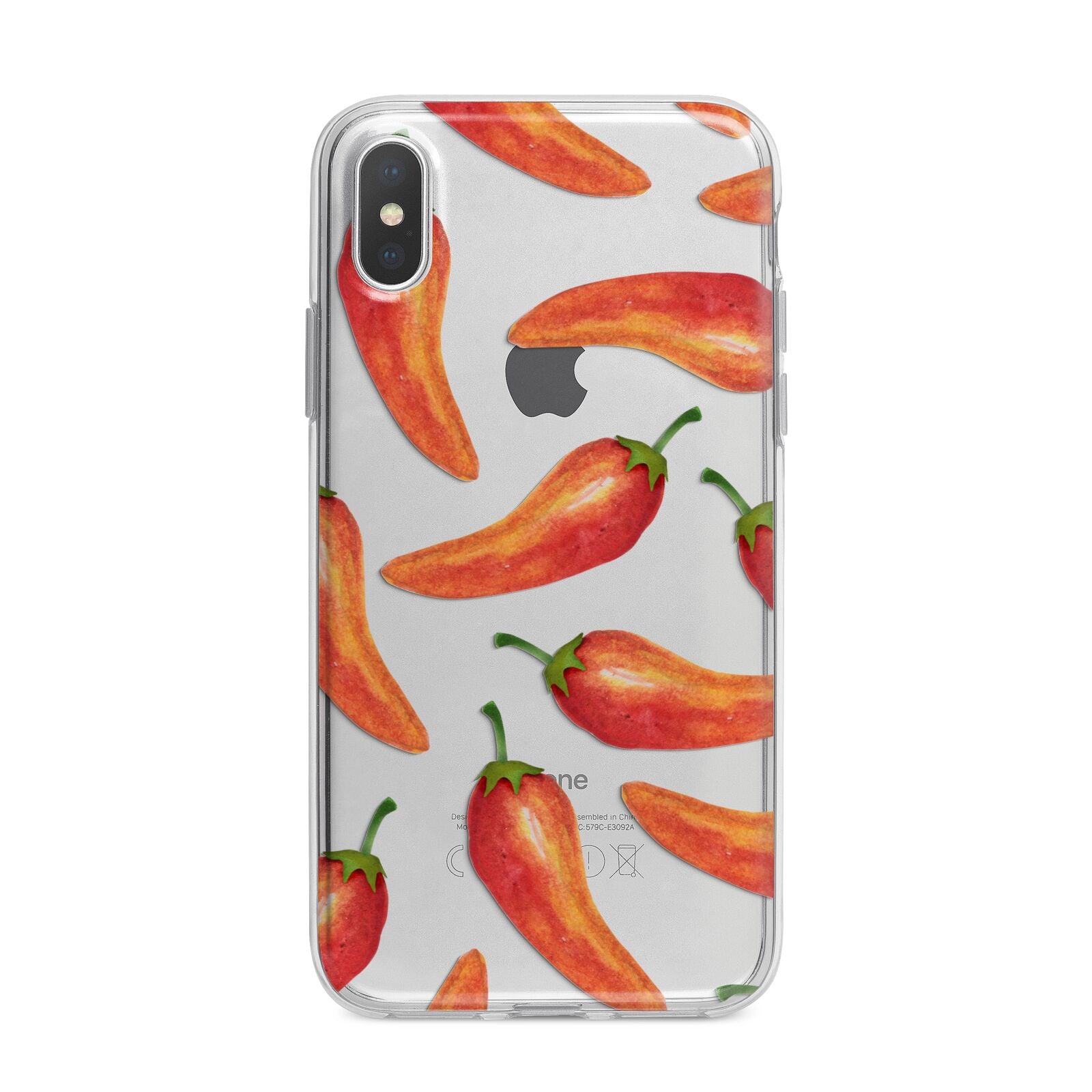Red Chillies iPhone X Bumper Case on Silver iPhone Alternative Image 1