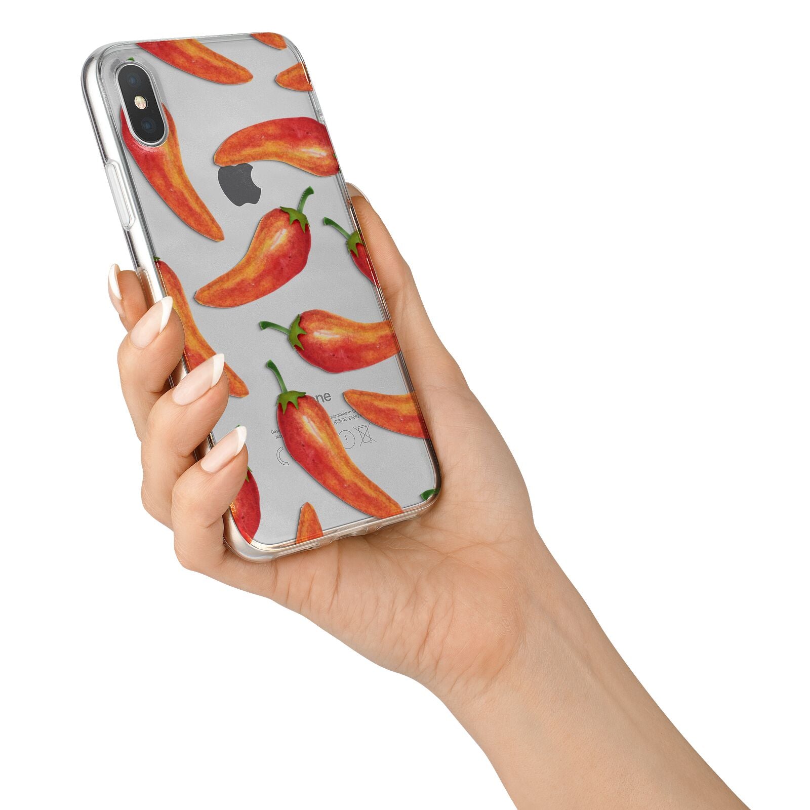 Red Chillies iPhone X Bumper Case on Silver iPhone Alternative Image 2