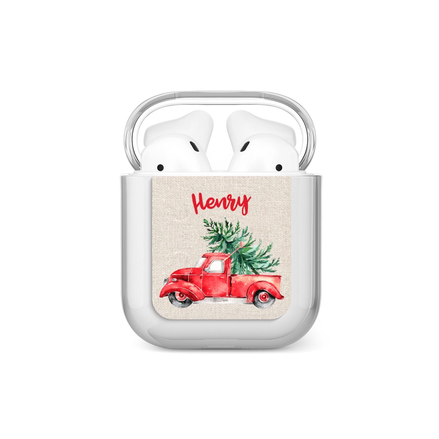 Red Christmas Truck Personalised AirPods Case