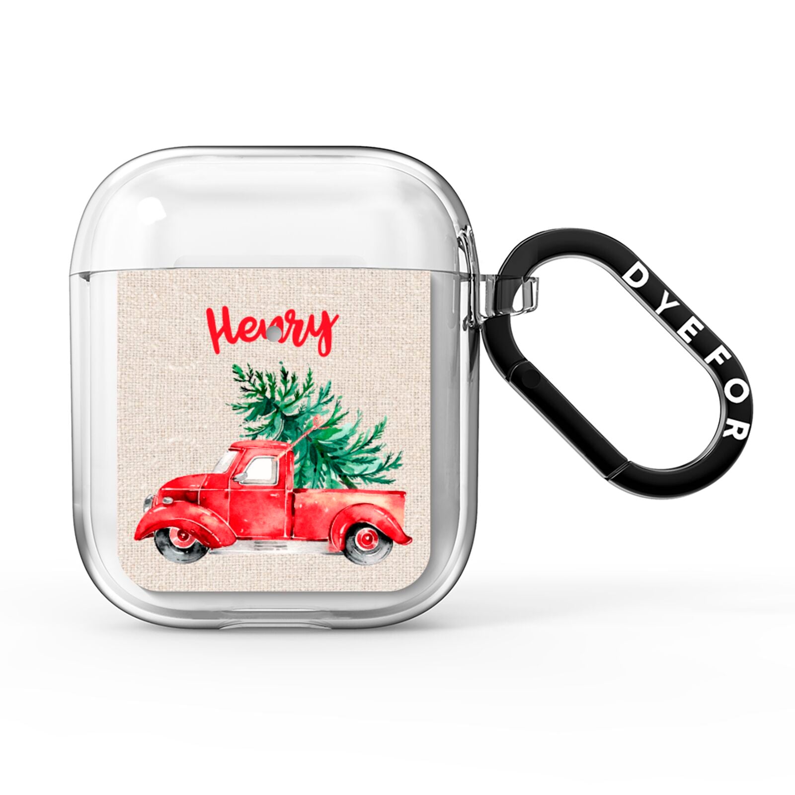 Red Christmas Truck Personalised AirPods Clear Case