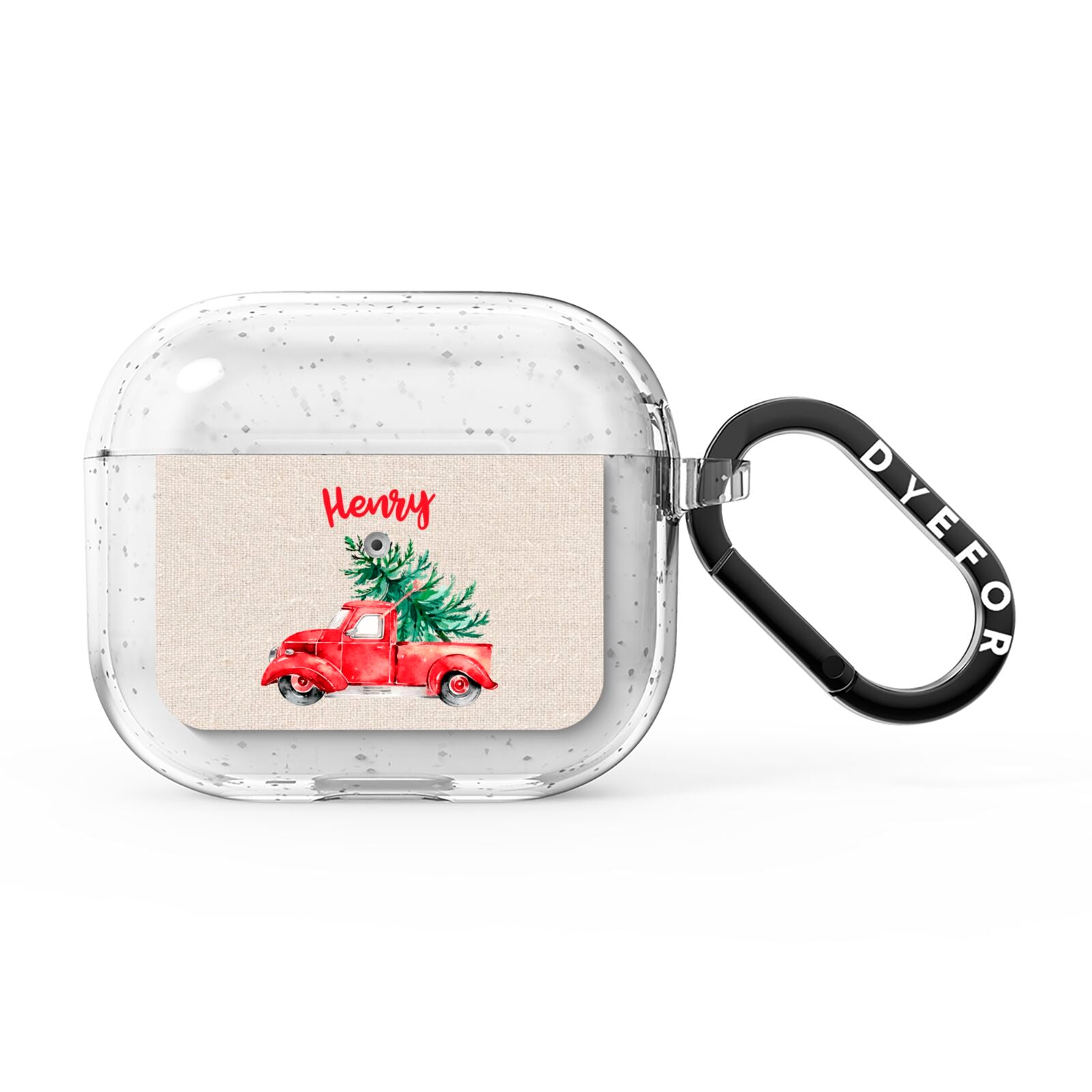 Red Christmas Truck Personalised AirPods Glitter Case 3rd Gen