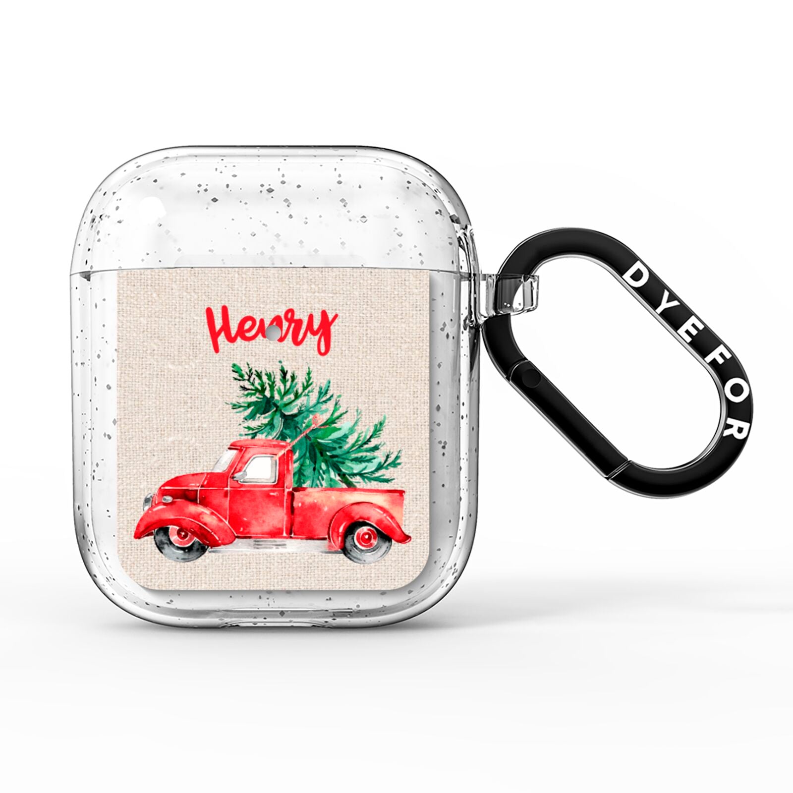 Red Christmas Truck Personalised AirPods Glitter Case