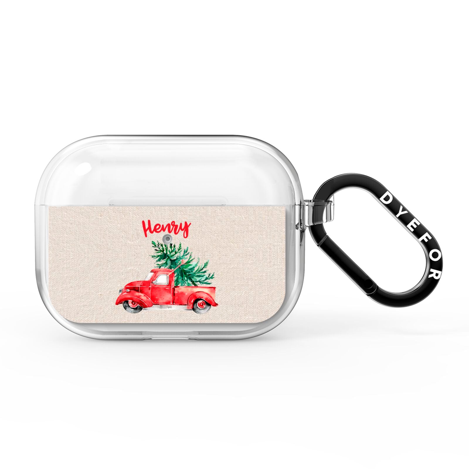 Red Christmas Truck Personalised AirPods Pro Clear Case