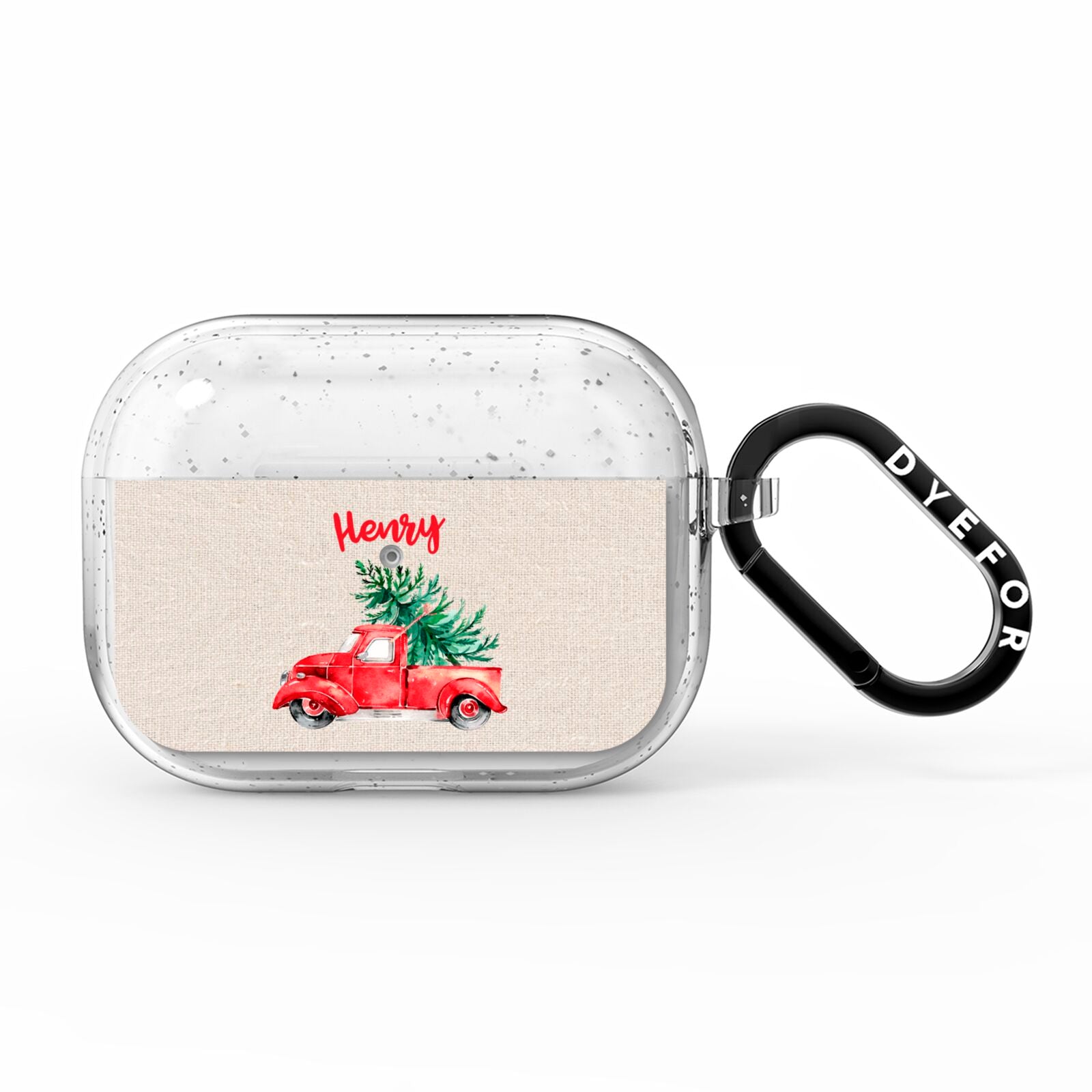 Red Christmas Truck Personalised AirPods Pro Glitter Case
