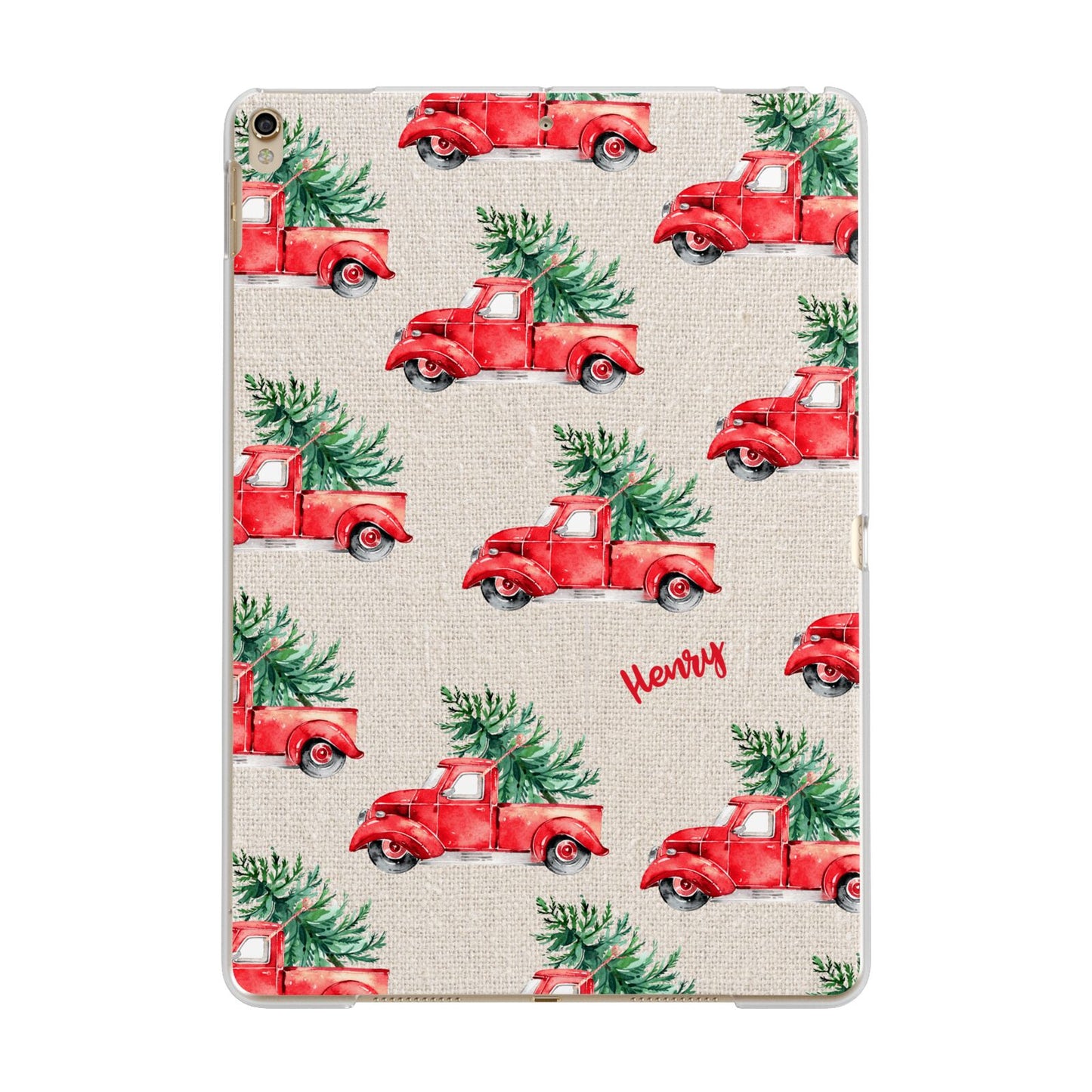 Red Christmas Truck Personalised Apple iPad Gold Case