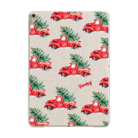 Red Christmas Truck Personalised Apple iPad Gold Case