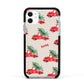 Red Christmas Truck Personalised Apple iPhone 11 in White with Black Impact Case