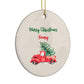 Red Christmas Truck Personalised Circle Decoration Side Angle