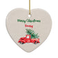 Red Christmas Truck Personalised Heart Decoration Back Image