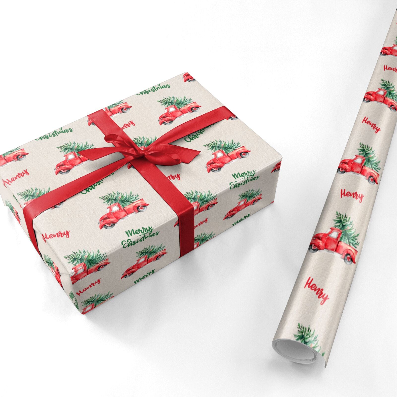 Red Christmas Truck Personalised Personalised Wrapping Paper