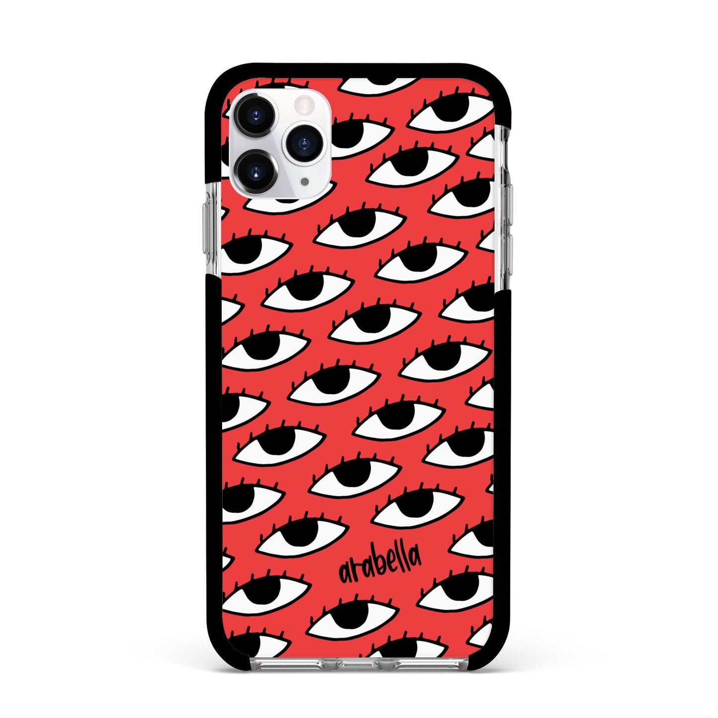 Red Eyes Custom Apple iPhone 11 Pro Max in Silver with Black Impact Case