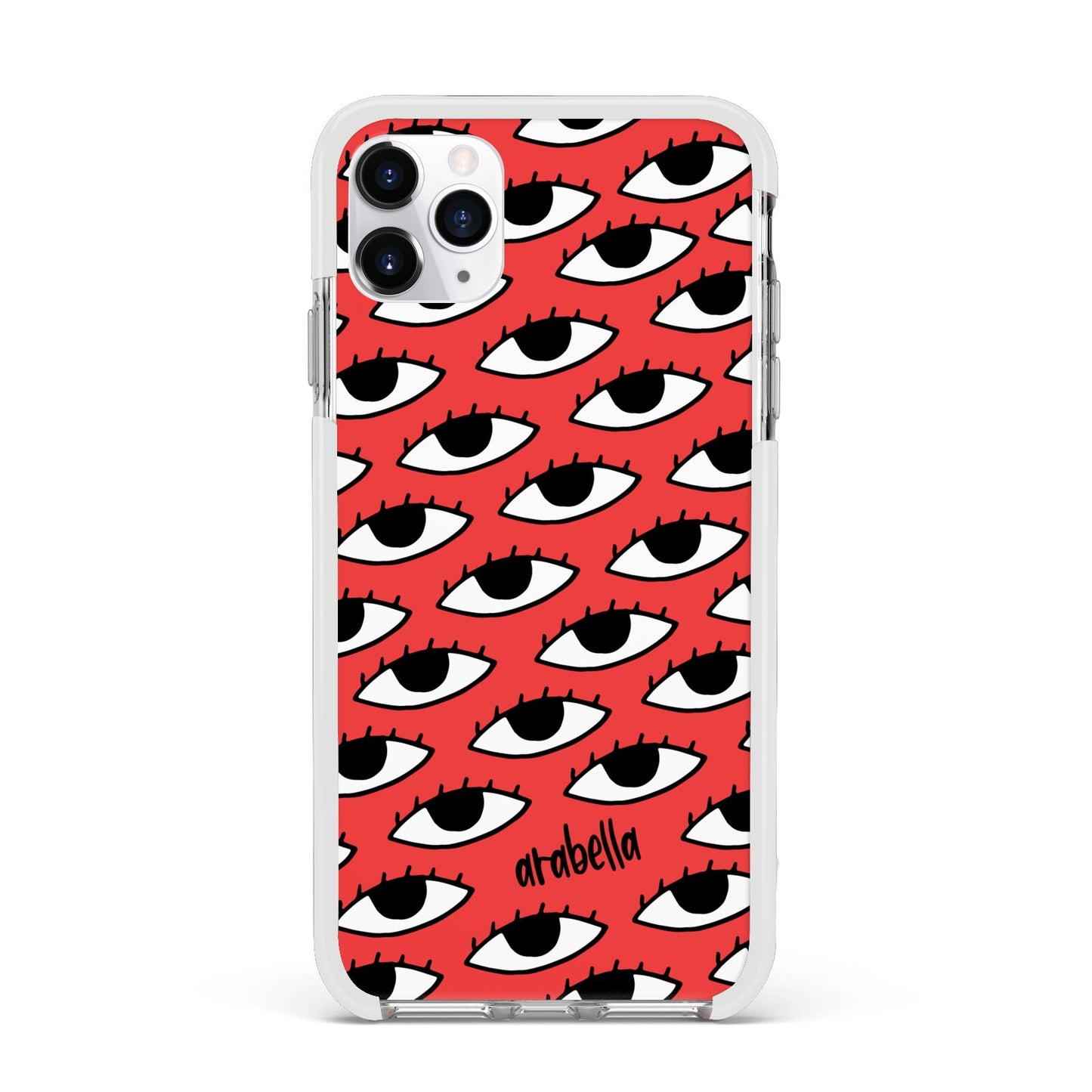 Red Eyes Custom Apple iPhone 11 Pro Max in Silver with White Impact Case