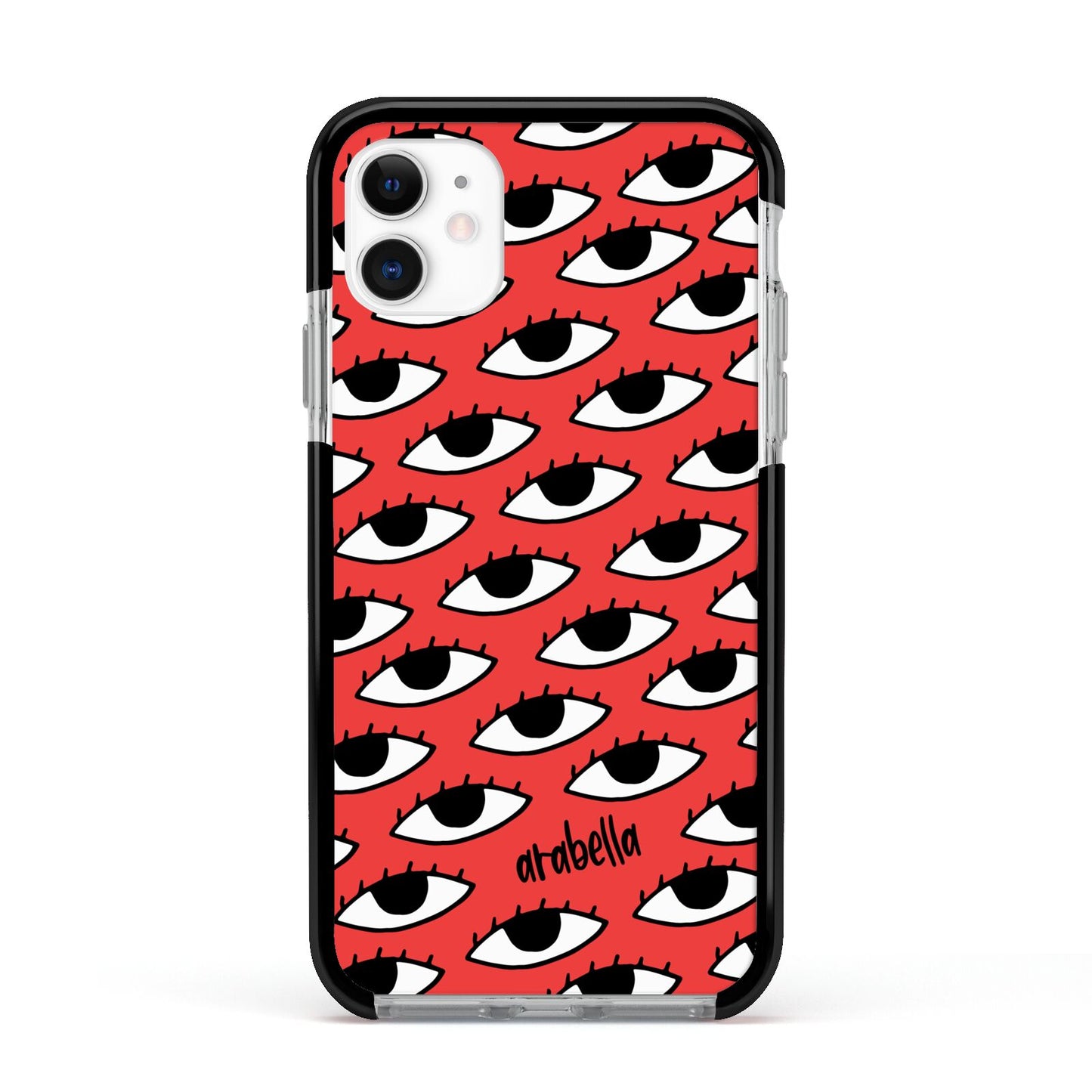 Red Eyes Custom Apple iPhone 11 in White with Black Impact Case