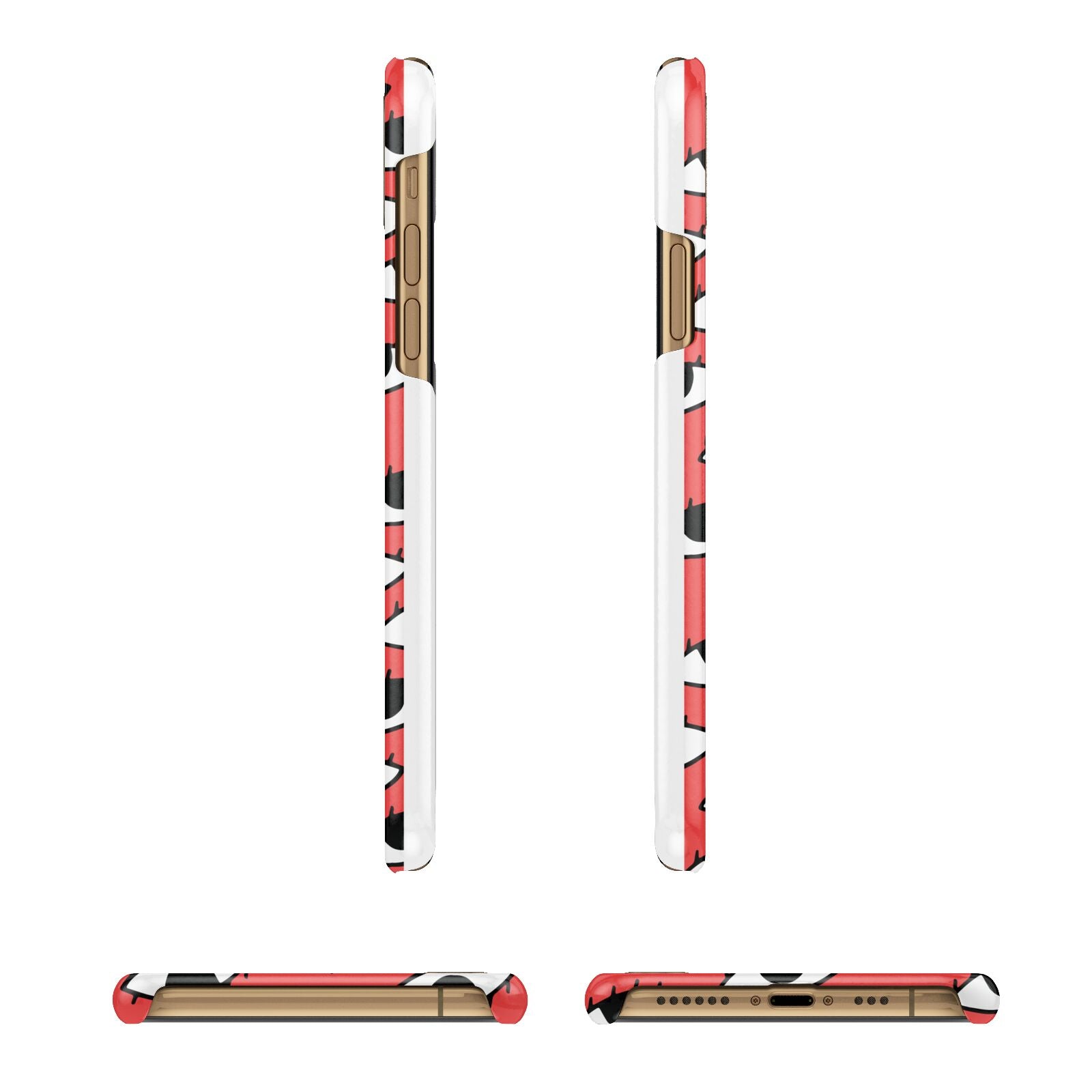 Red Eyes Custom Apple iPhone Xs 3D Wrap Snap Case Angled Images