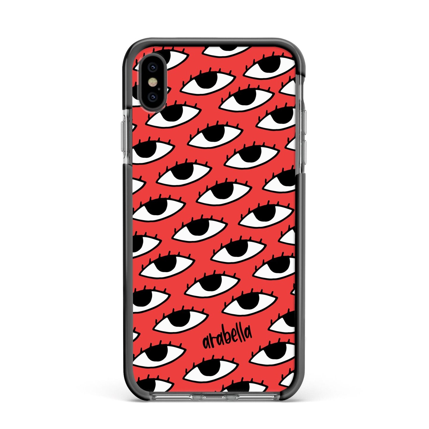 Red Eyes Custom Apple iPhone Xs Max Impact Case Black Edge on Black Phone