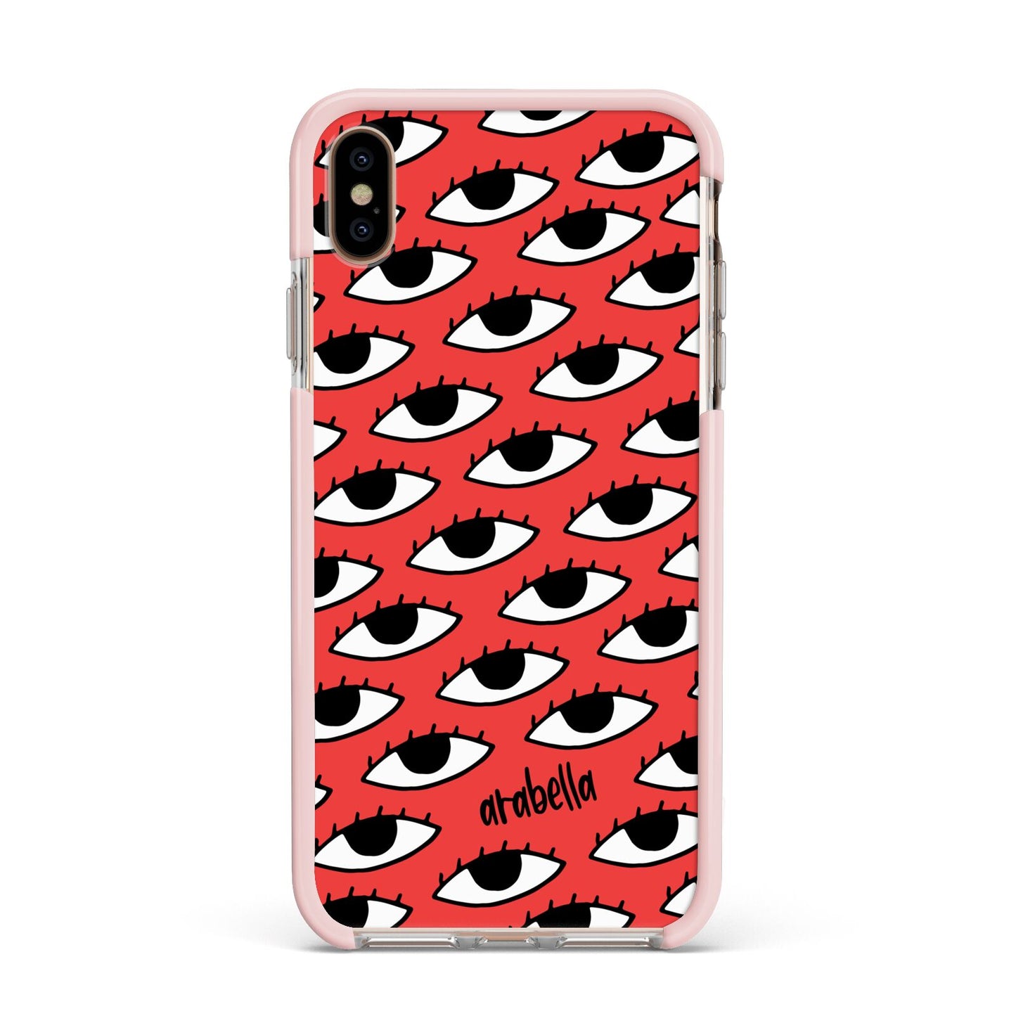 Red Eyes Custom Apple iPhone Xs Max Impact Case Pink Edge on Gold Phone