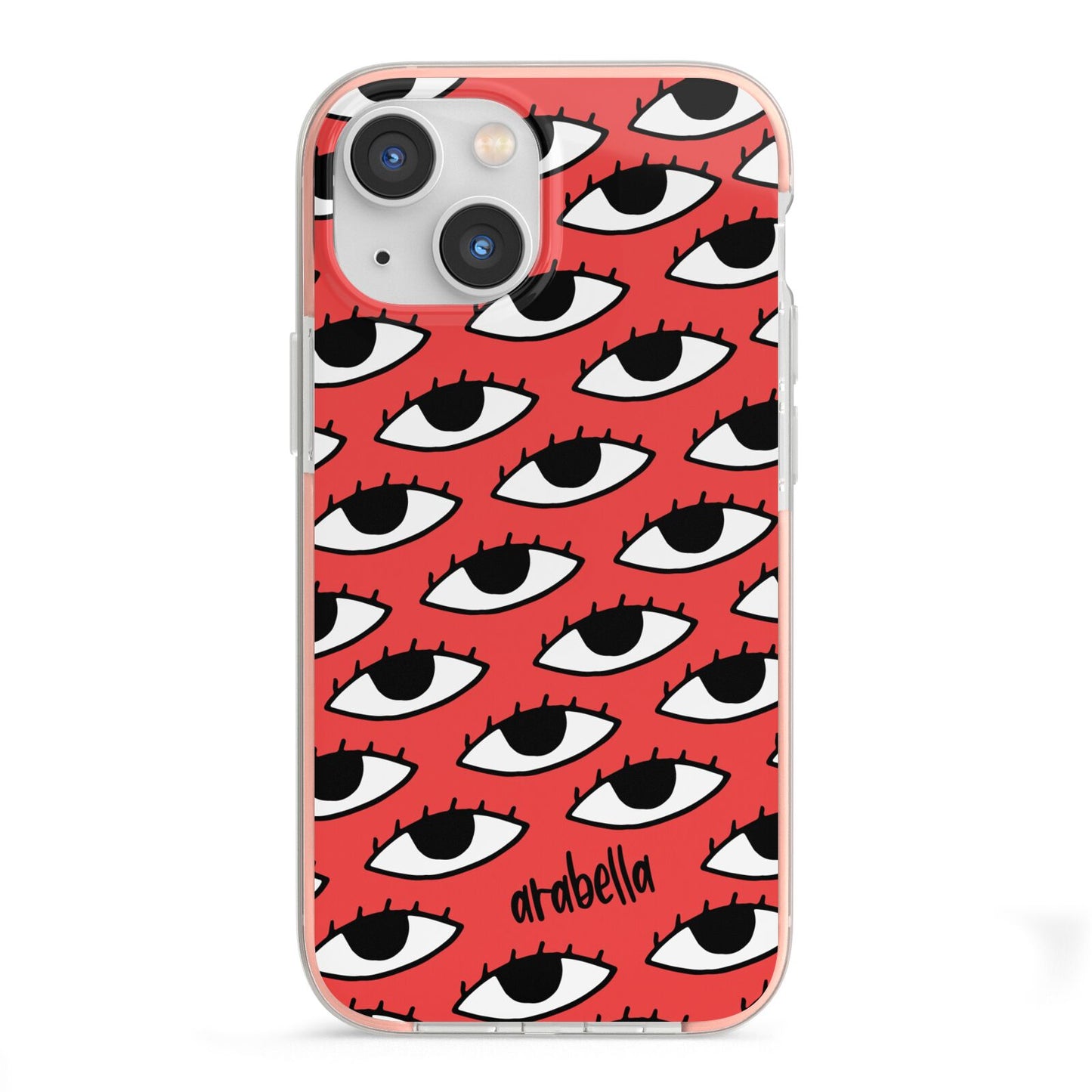 Red Eyes Custom iPhone 13 Mini TPU Impact Case with Pink Edges