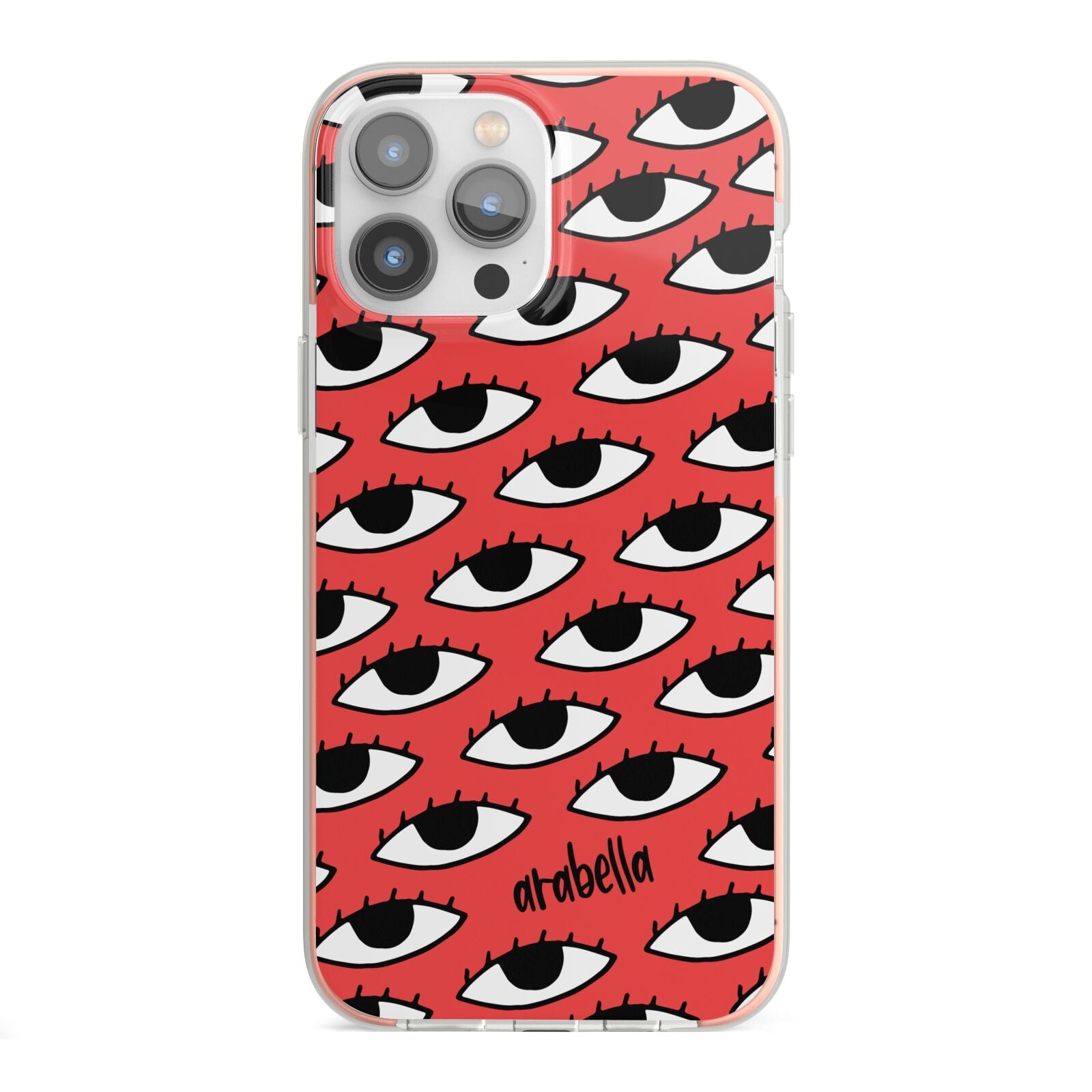 Red Eyes Custom iPhone 13 Pro Max TPU Impact Case with Pink Edges