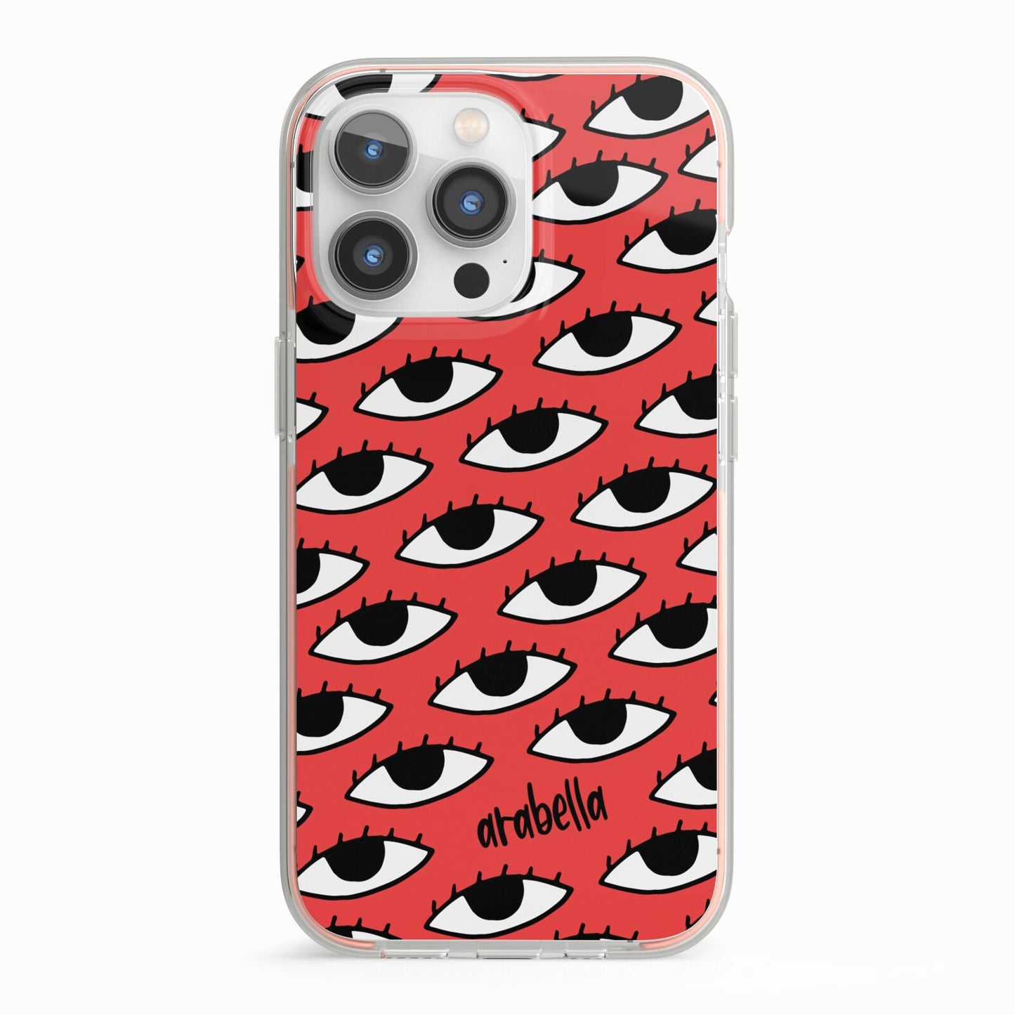 Red Eyes Custom iPhone 13 Pro TPU Impact Case with Pink Edges
