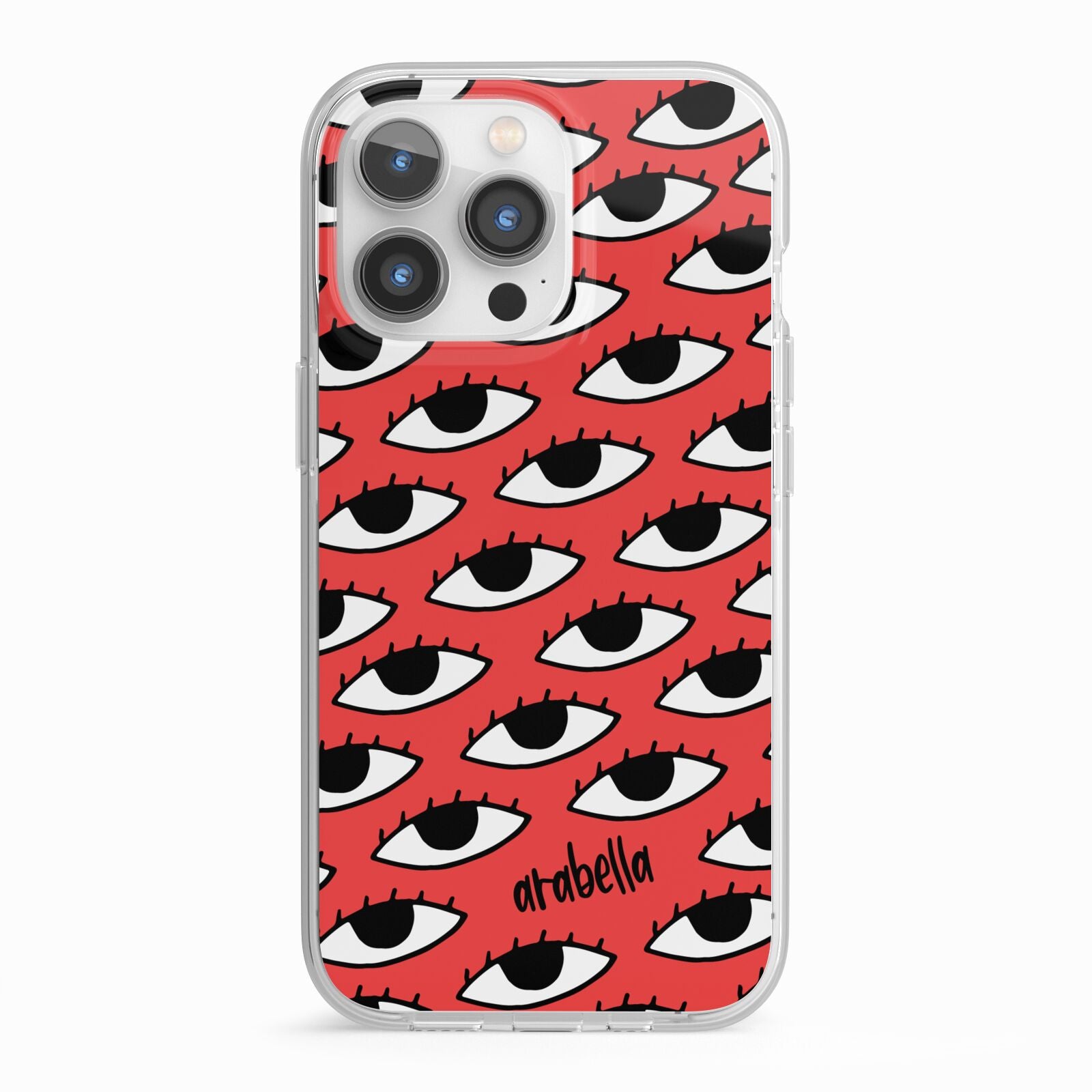 Red Eyes Custom iPhone 13 Pro TPU Impact Case with White Edges
