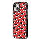 Red Eyes Custom iPhone 14 Black Impact Case Side Angle on Silver phone