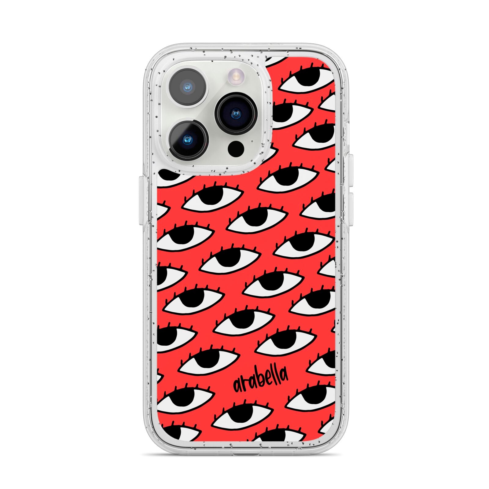 Red Eyes Custom iPhone 14 Pro Glitter Tough Case Silver