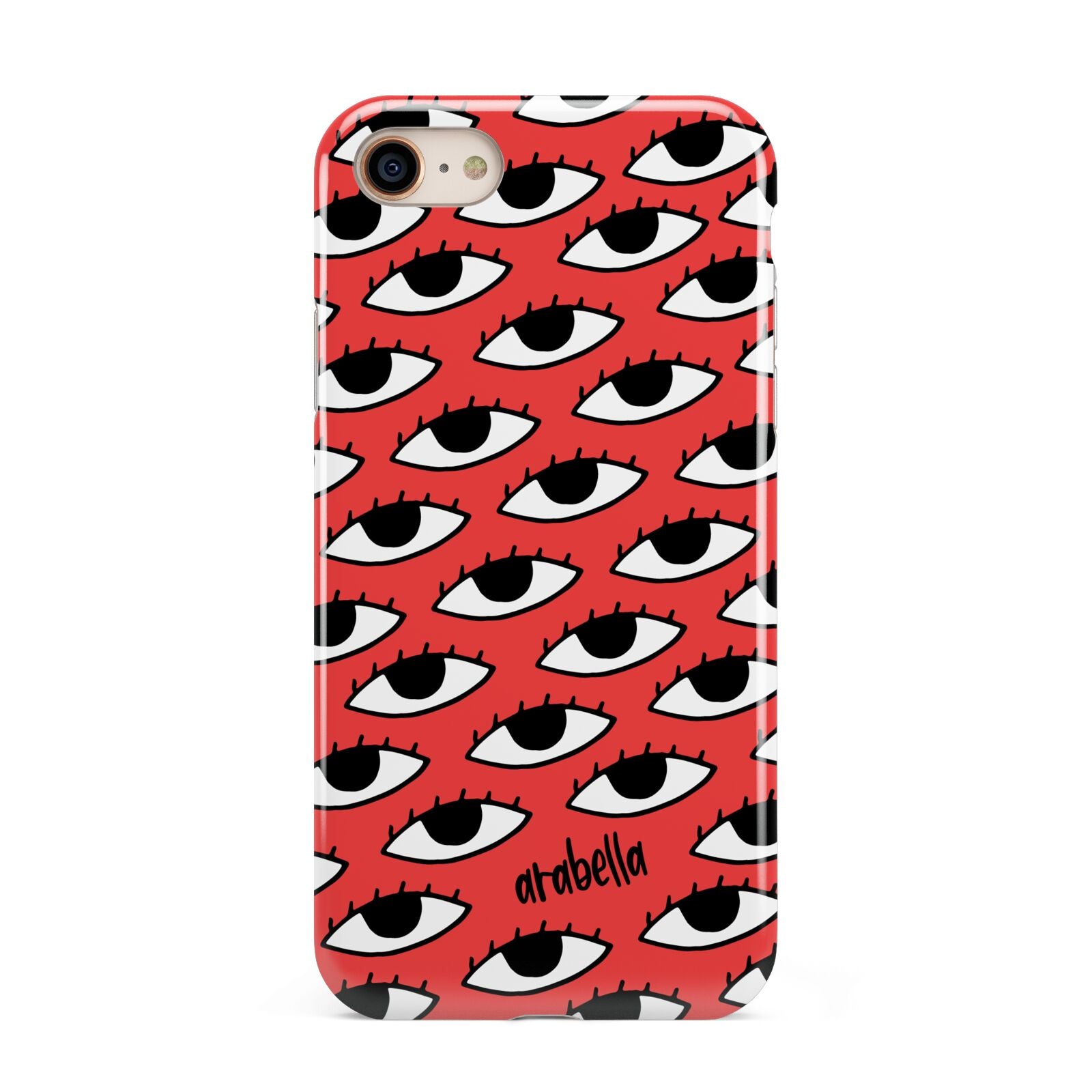 Red Eyes Custom iPhone 8 3D Tough Case on Gold Phone