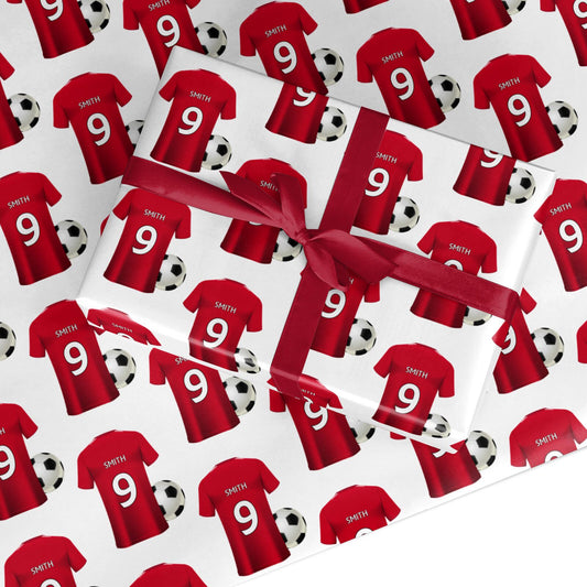 Red Football Shirt Personalised Custom Wrapping Paper