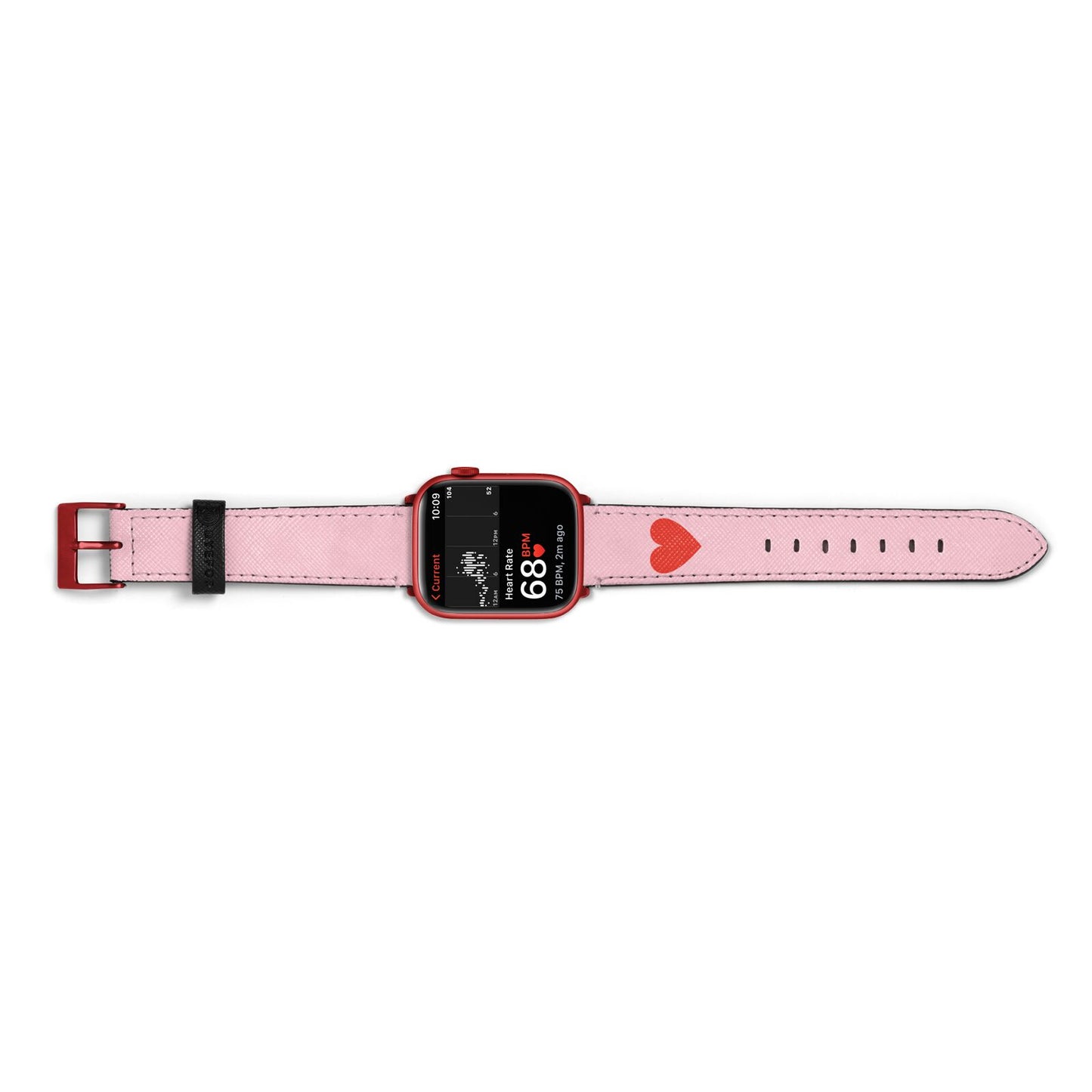 Red Heart Apple Watch Strap Size 38mm Landscape Image Red Hardware