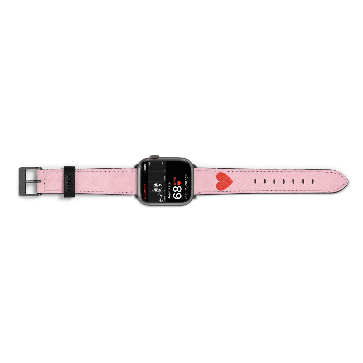 Red Heart Apple Watch Strap Size 38mm Landscape Image Space Grey Hardware
