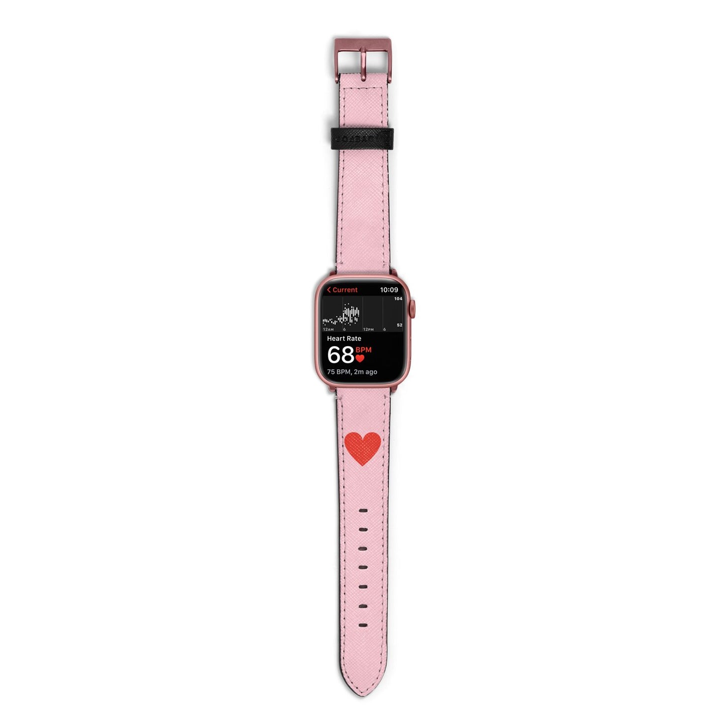 Red Heart Apple Watch Strap Size 38mm with Rose Gold Hardware