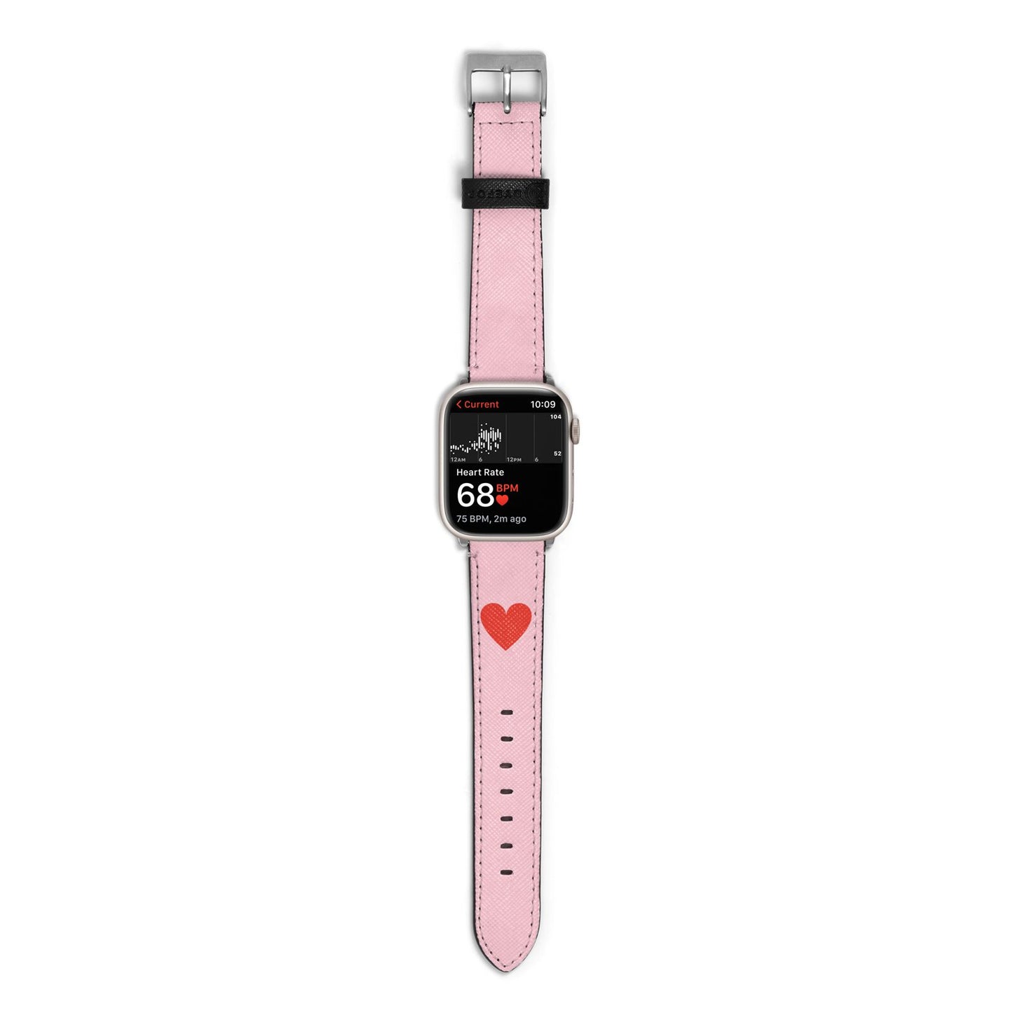 Red Heart Apple Watch Strap Size 38mm with Silver Hardware