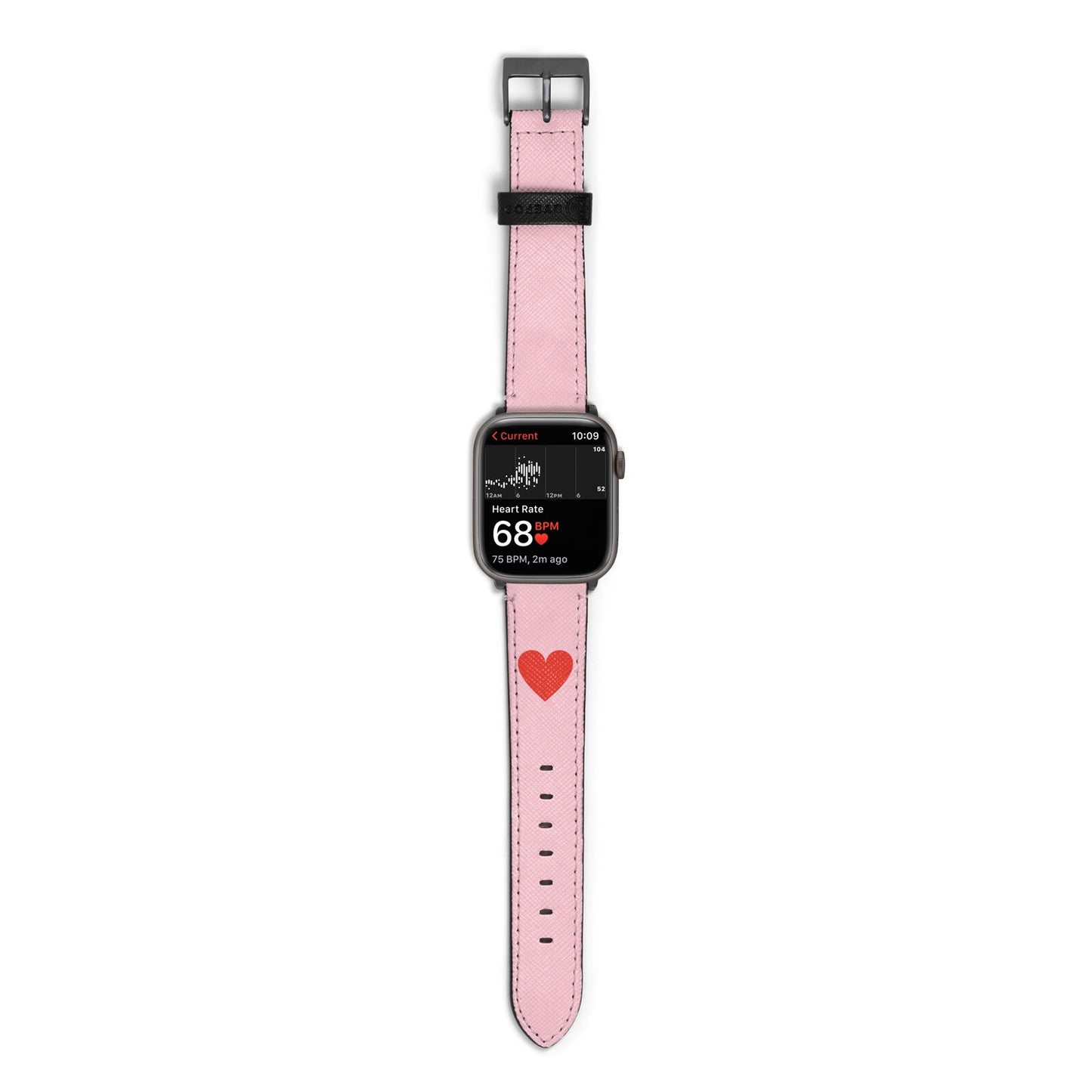 Red Heart Apple Watch Strap Size 38mm with Space Grey Hardware