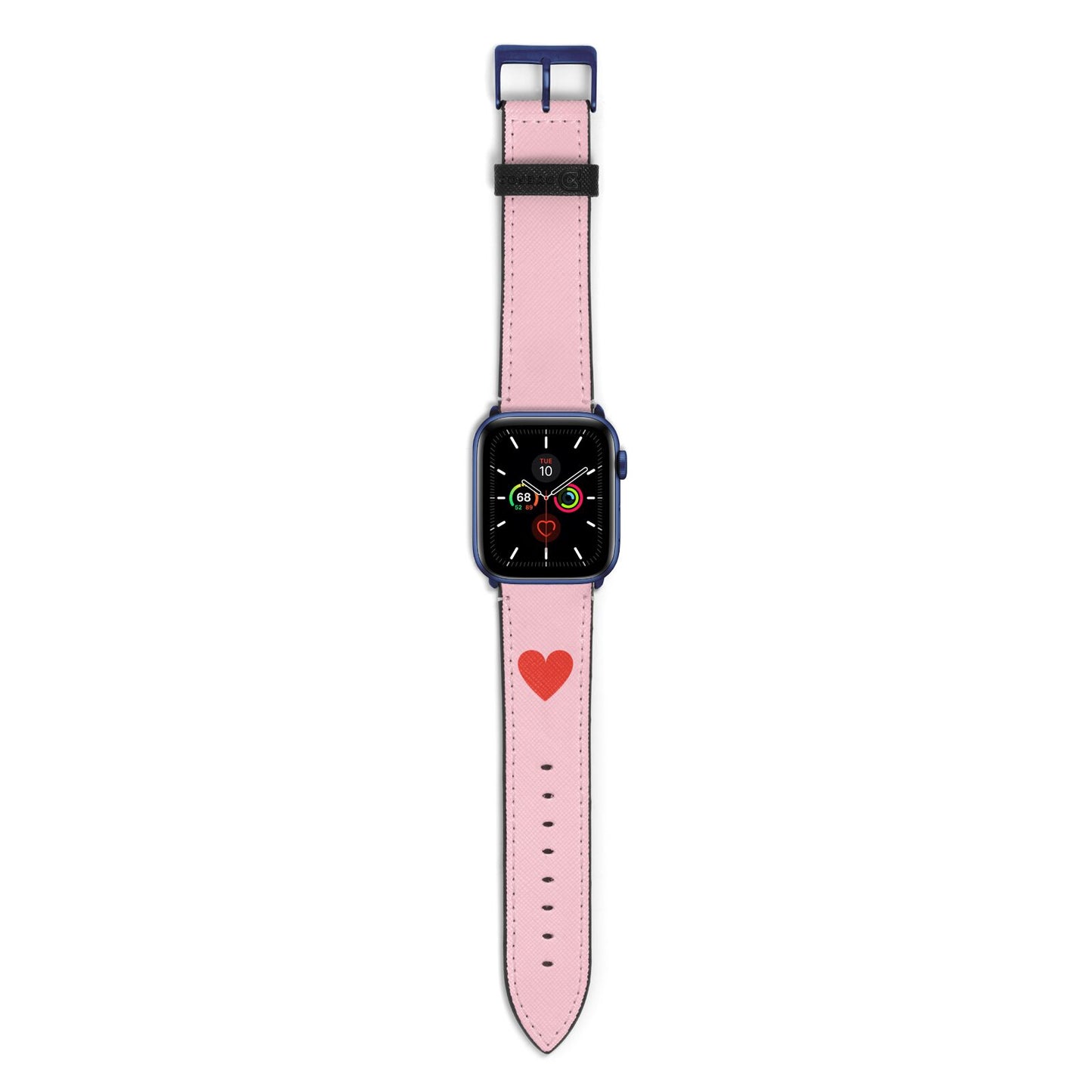 Red Heart Apple Watch Strap with Blue Hardware