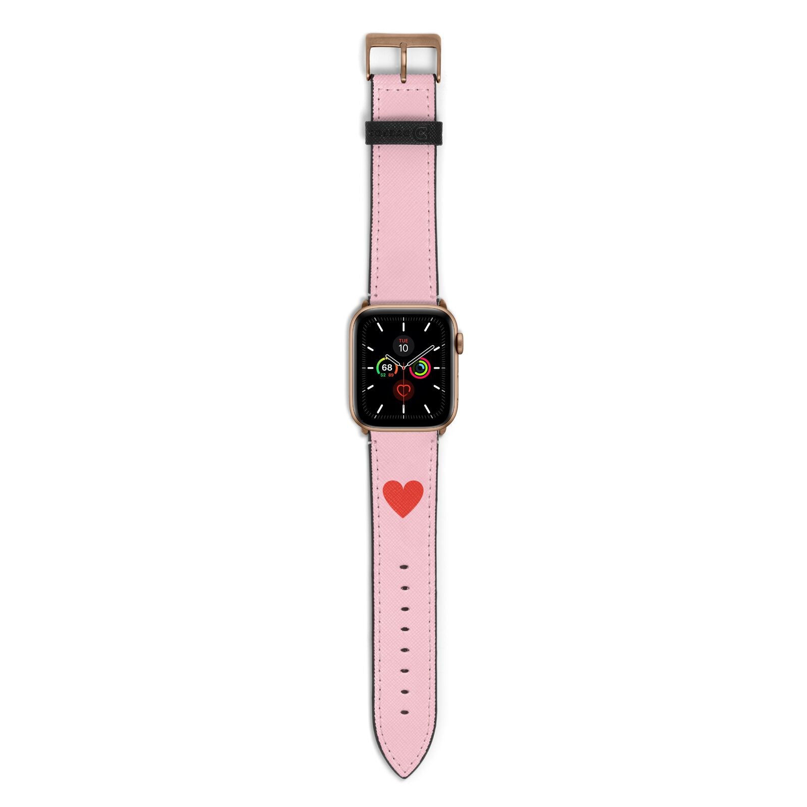 Red Heart Apple Watch Strap with Gold Hardware