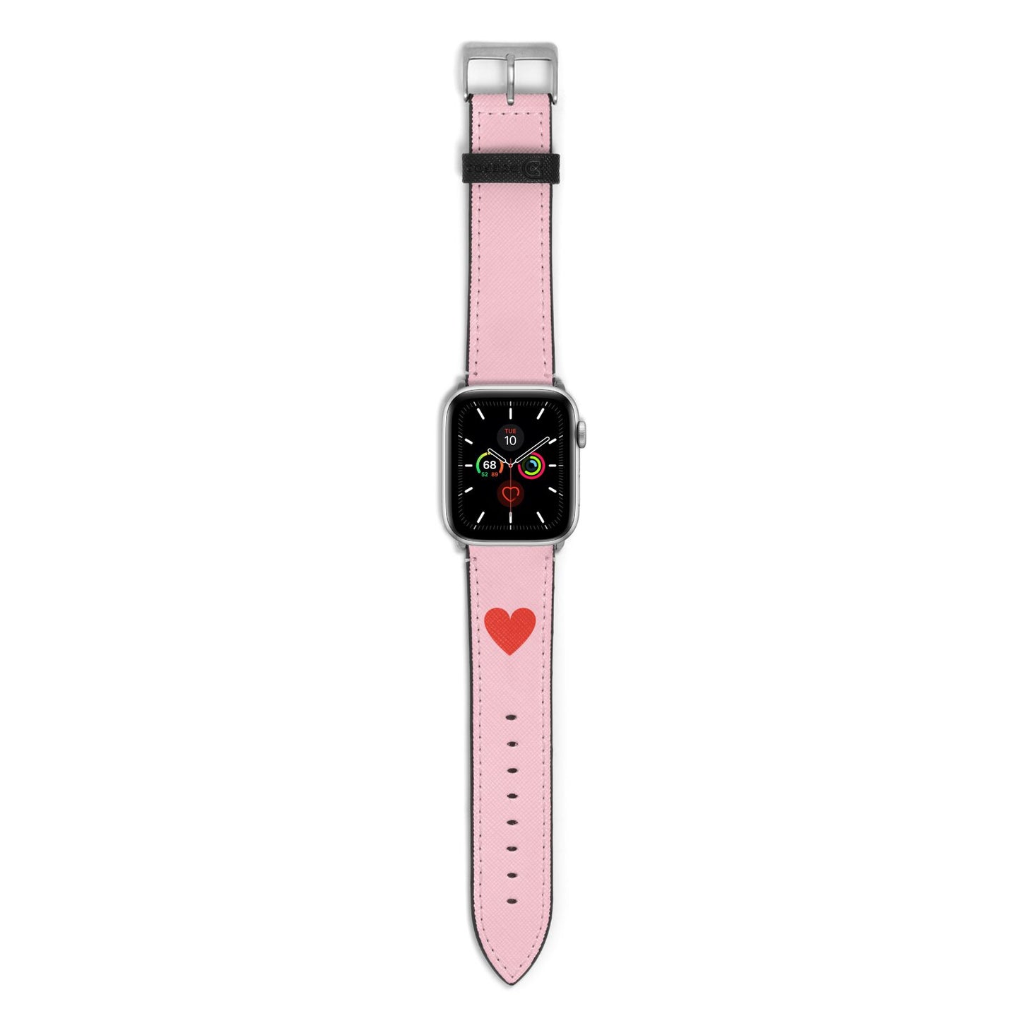 Red Heart Apple Watch Strap with Silver Hardware