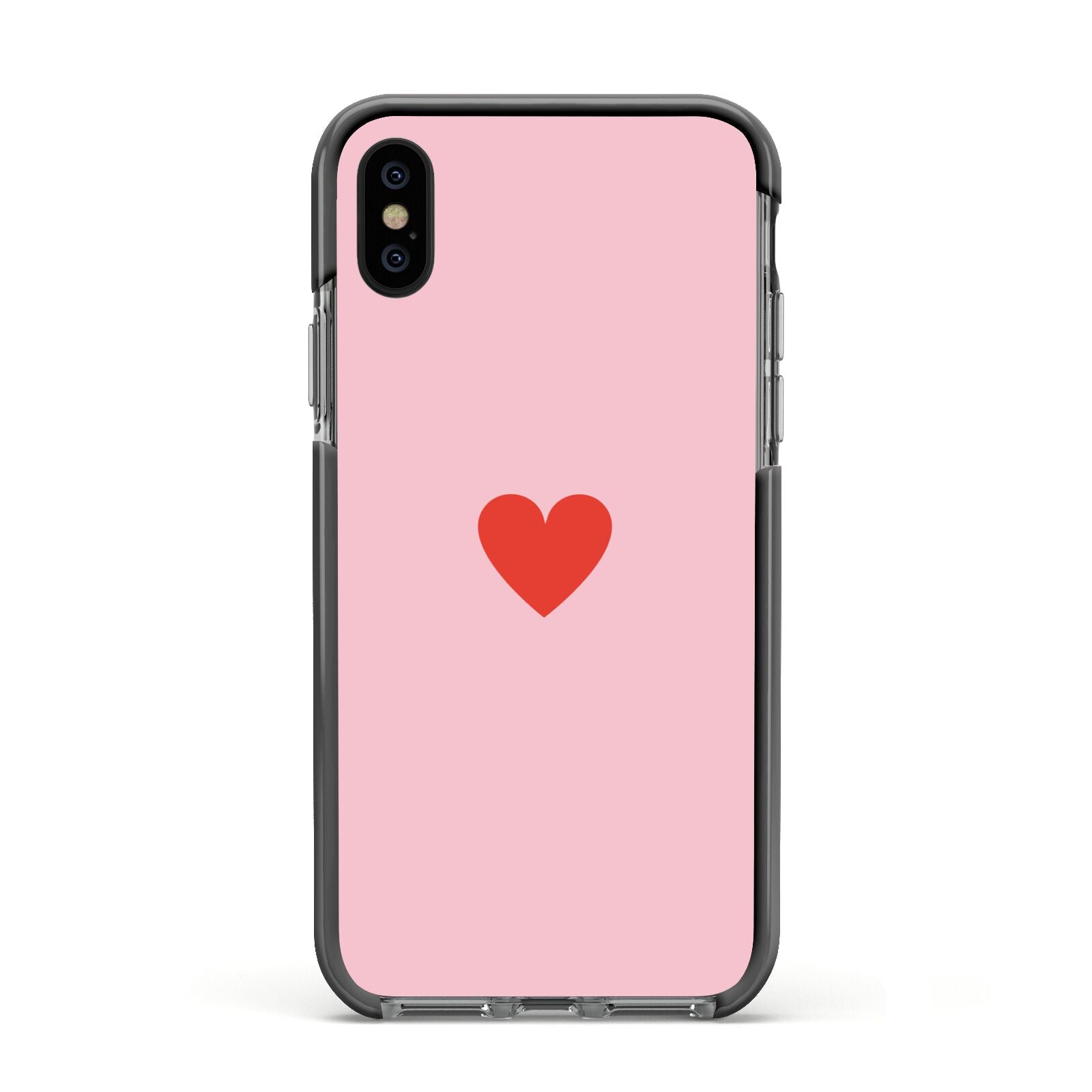 Red Heart Apple iPhone Xs Impact Case Black Edge on Black Phone