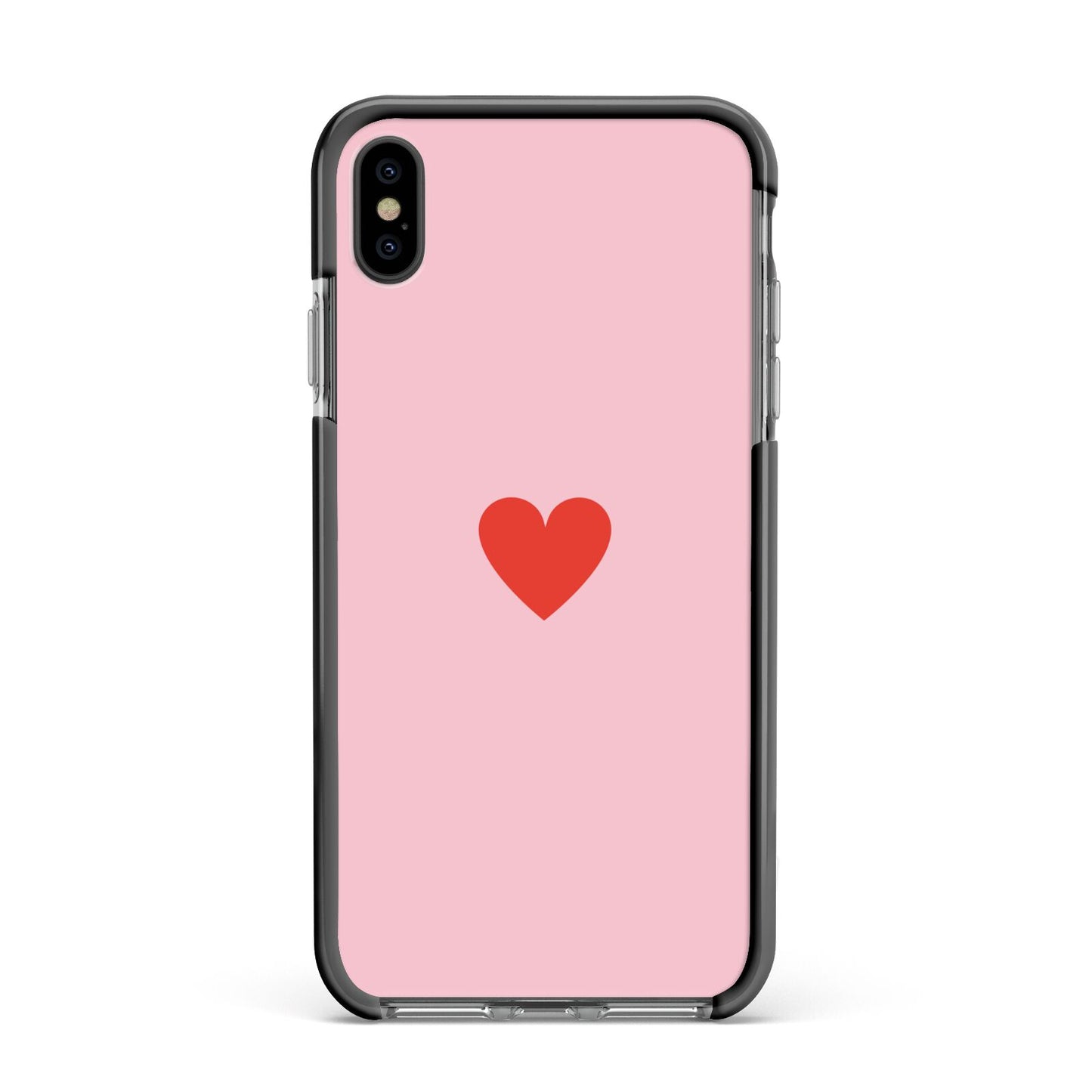 Red Heart Apple iPhone Xs Max Impact Case Black Edge on Black Phone