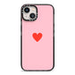 Red Heart iPhone 13 Black Impact Case on Silver phone