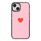 Red Heart iPhone 14 Black Impact Case on Silver phone