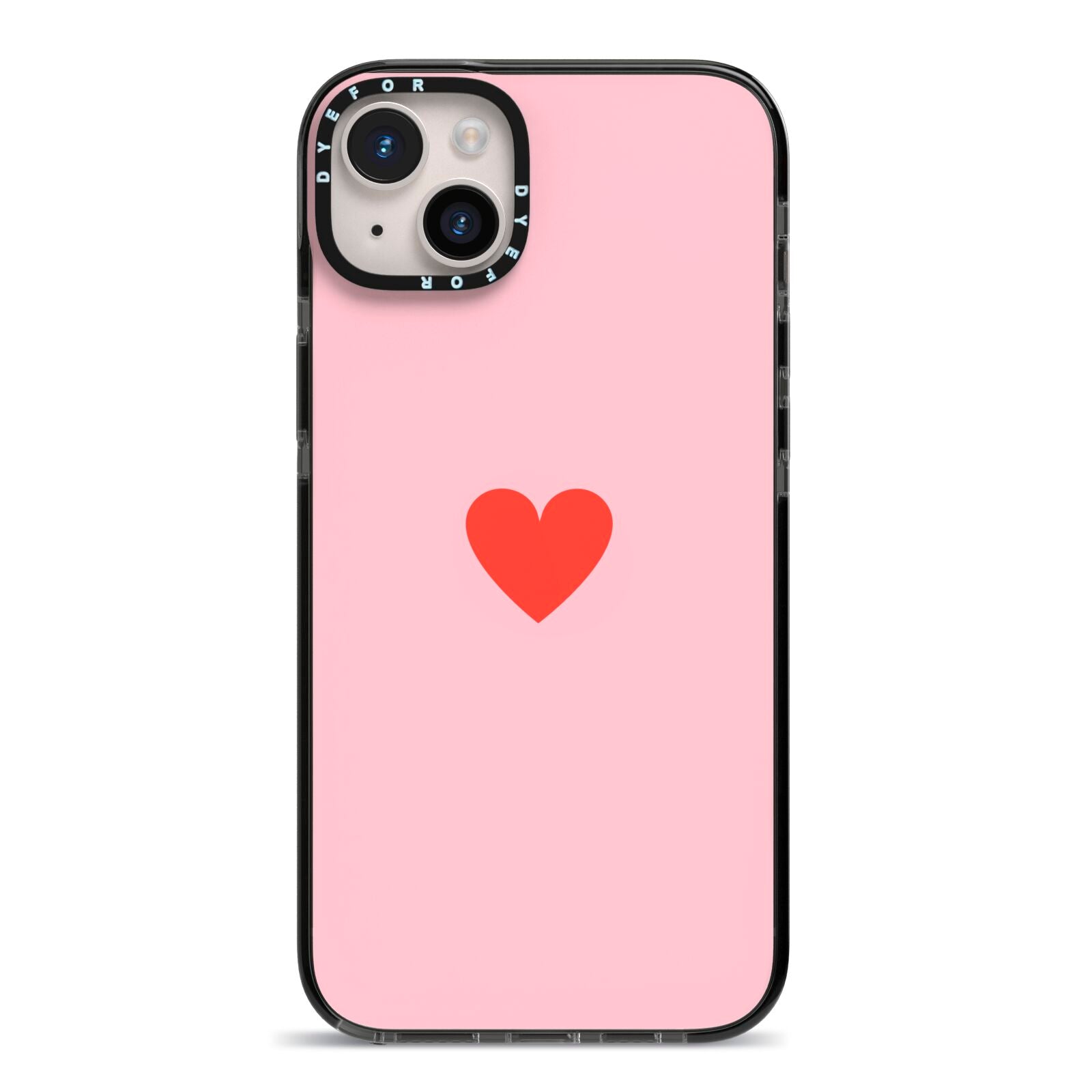 Red Heart iPhone 14 Plus Black Impact Case on Silver phone