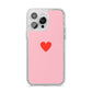 Red Heart iPhone 14 Pro Max Glitter Tough Case Silver